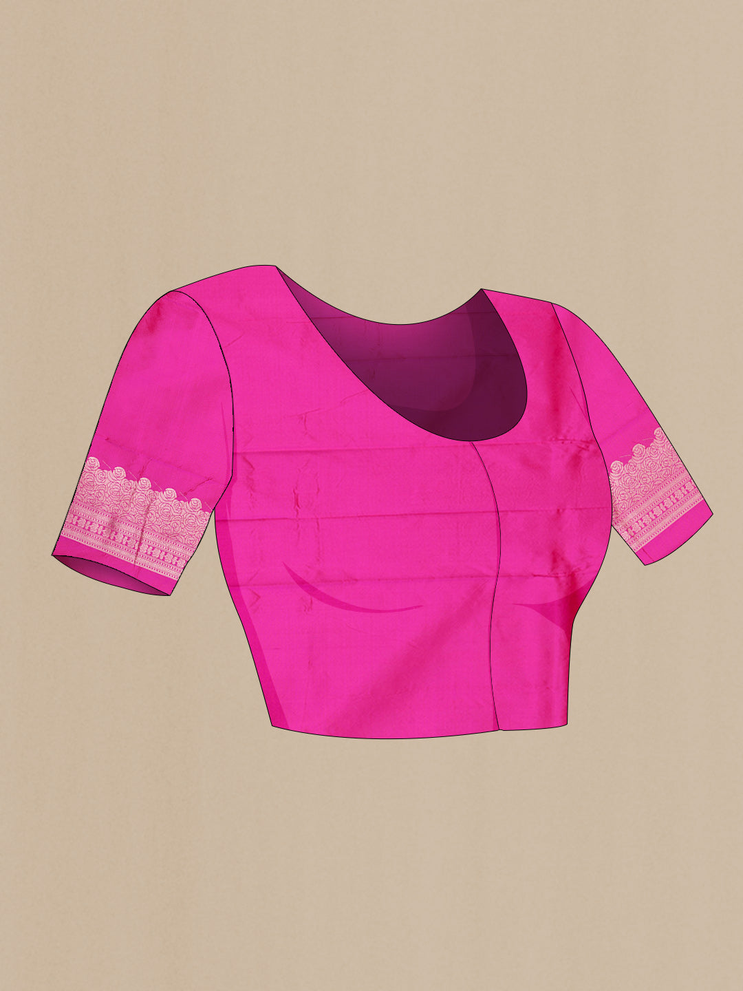 Close up image of the blouse of Pink Dual Tone Banarasi Silk Saree with Zari Brocade on the body and Zari Border