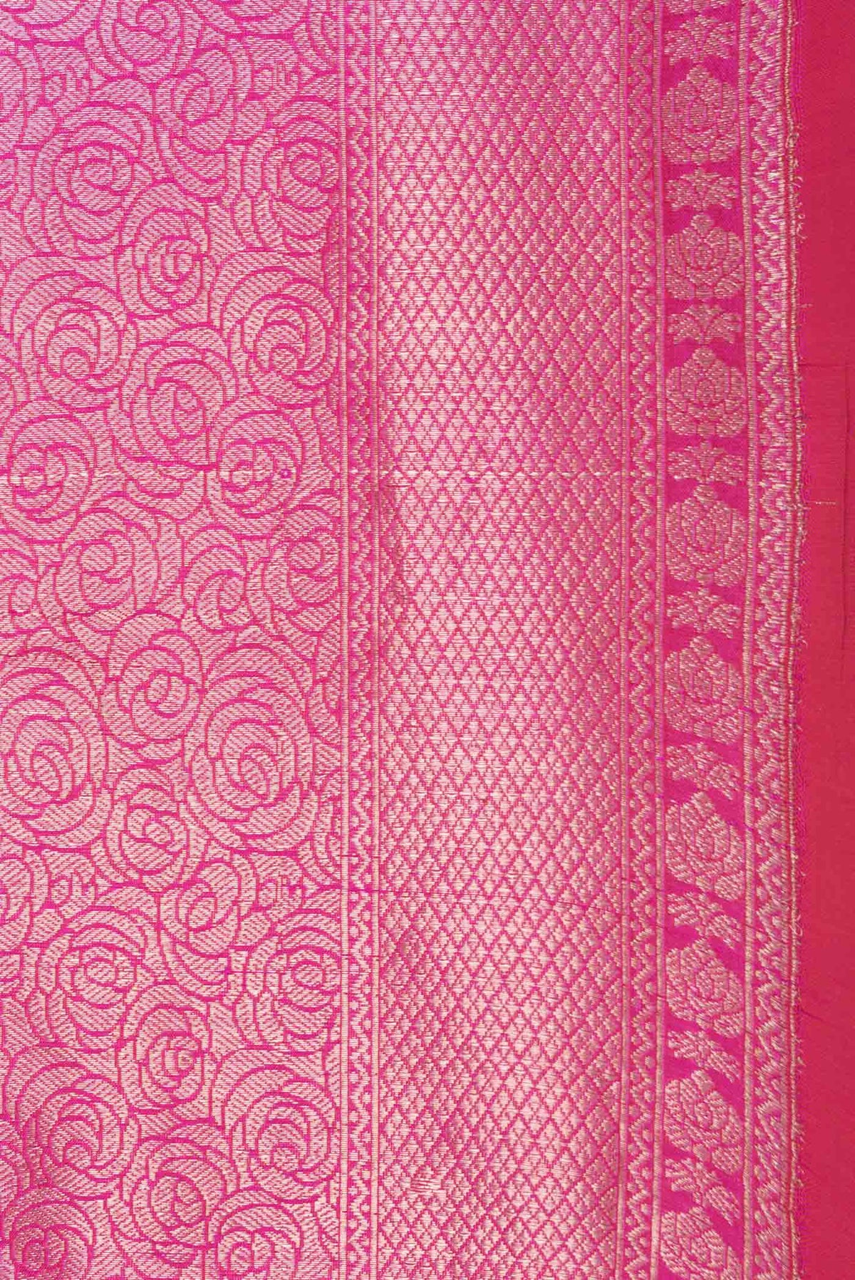 Border image of Pink Dual Tone Banarasi Silk Saree with Zari Brocade on the body and Zari Border