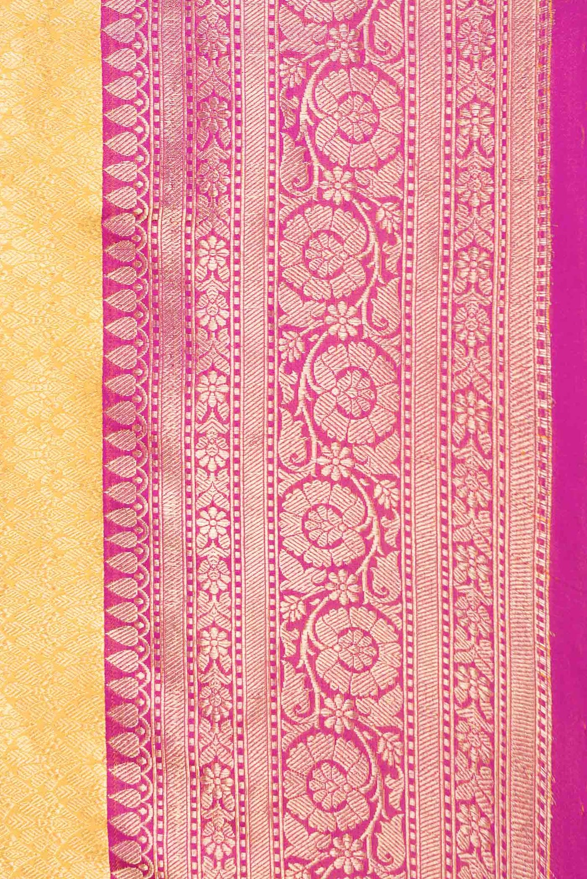 Border image of Yellow Dual Tone Banarasi Silk Saree with Zari Brocade on the body and Zari Border