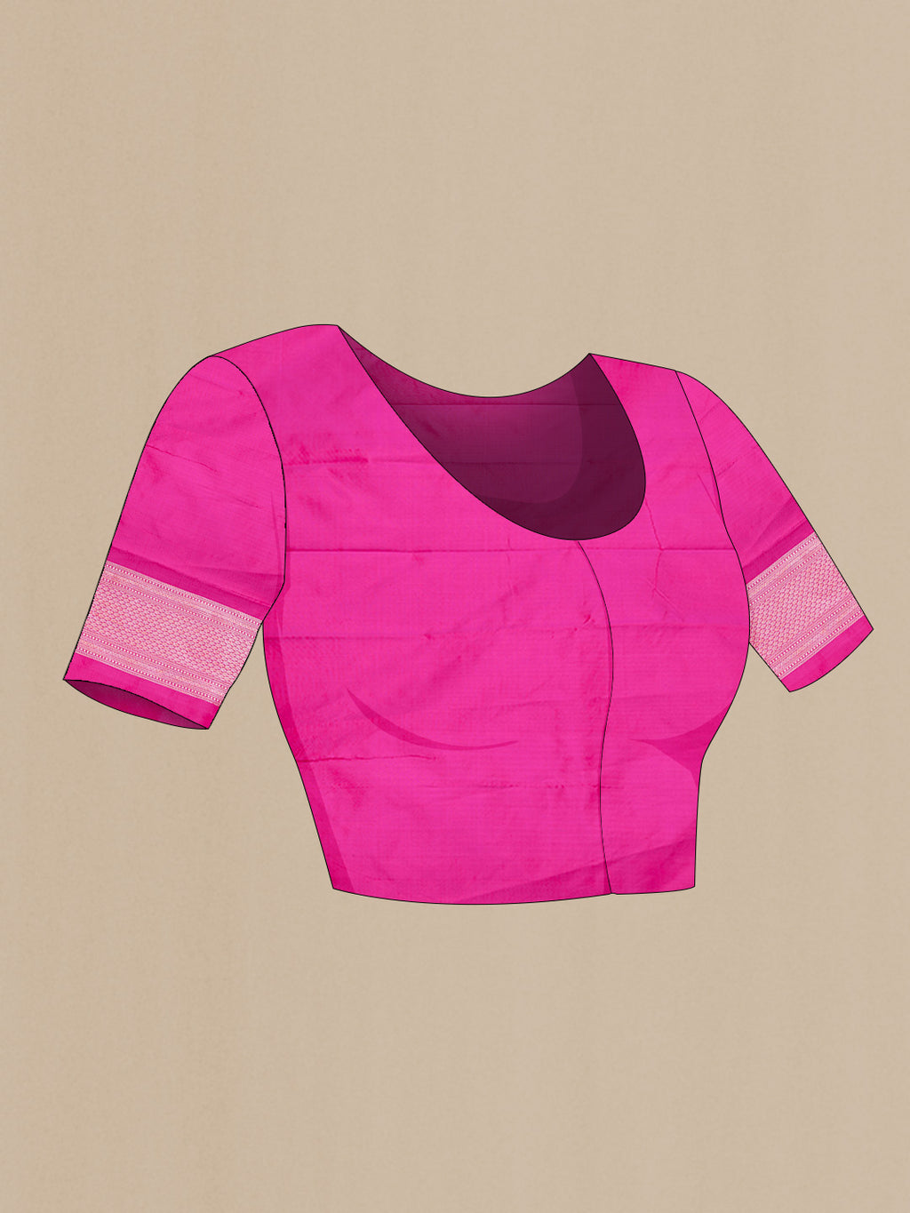 Close up image of the blouse of Pink Dual Tone Banarasi Saree with Zari Brocade on the body and Zari Border