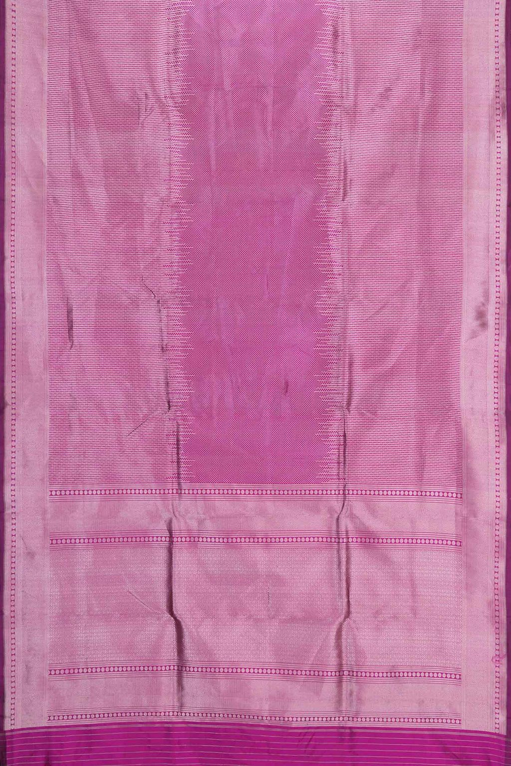 Flat view of Magenta Dual Tone Banarasi Saree with Zari Brocade on the body and Zari Border