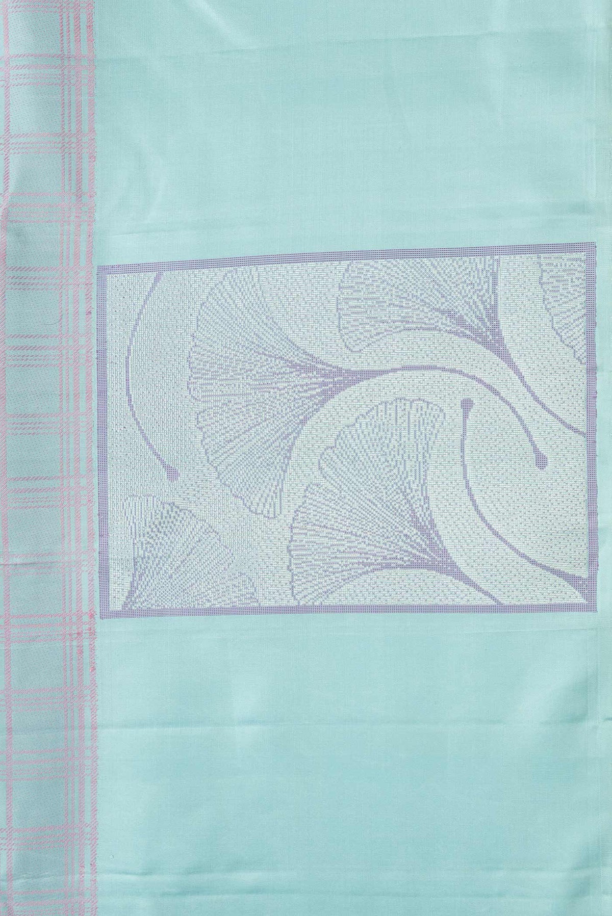 Border image of Sky Blue Dual Tone Kanchipuram Silk Saree with Checked design on the body and Fancy Border