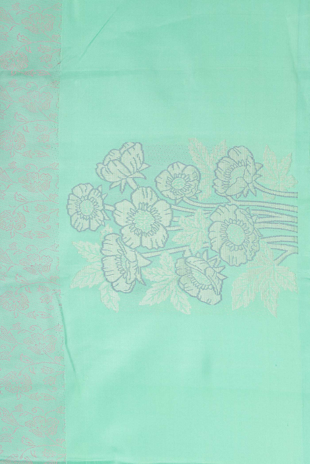 Border image of Pure Silk Pure Zari Sea Green Dual Tone Kanchipuram Saree with Jacquard design on the body and Fancy Border