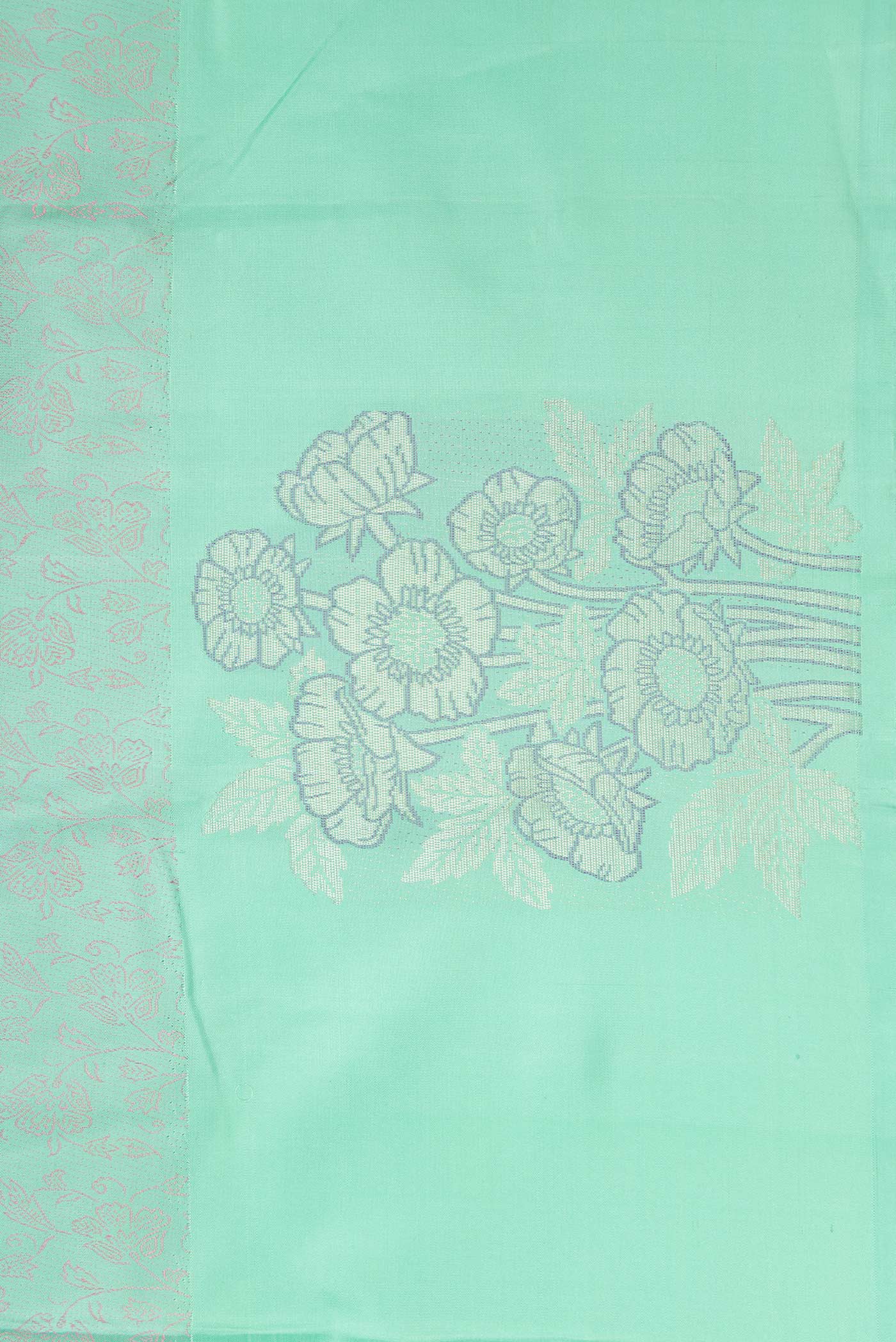 Border image of Pure Silk Pure Zari Sea Green Dual Tone Kanchipuram Saree with Jacquard design on the body and Fancy Border