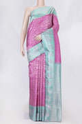 Magenta Dual Tone Kanchipuram Saree with Zari Brocade on the body and Zari Border displayed on a mannequin