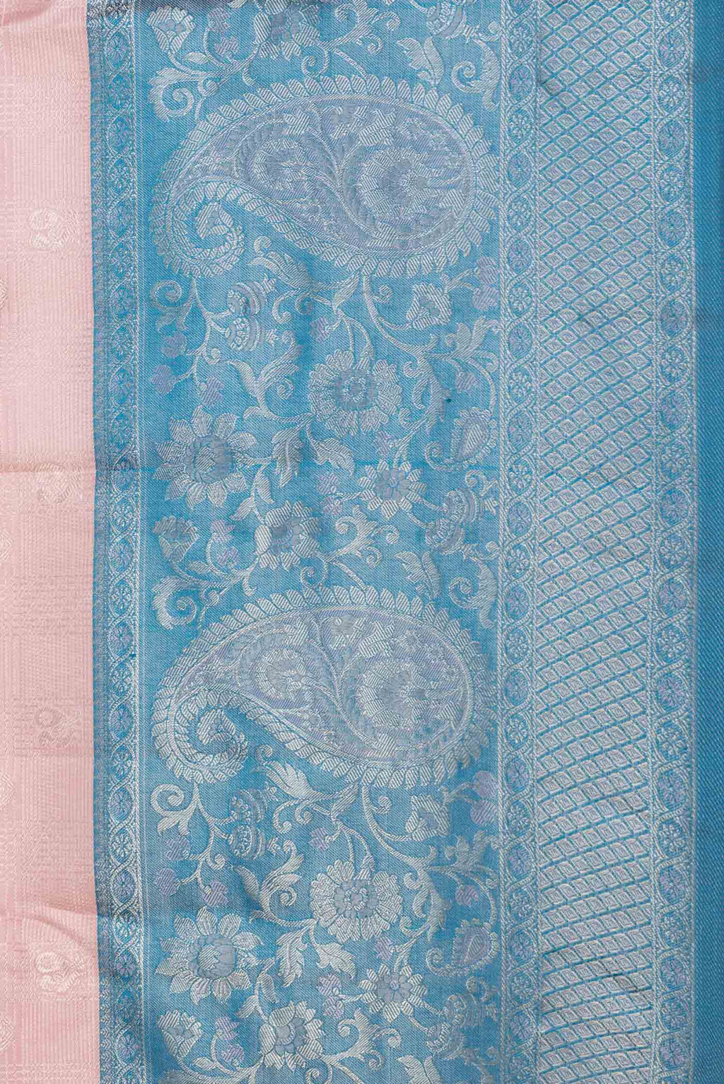 Border image of Golden Peach Dual Tone Kanchipuram Saree with Zari Brocade on the body and Zari Border