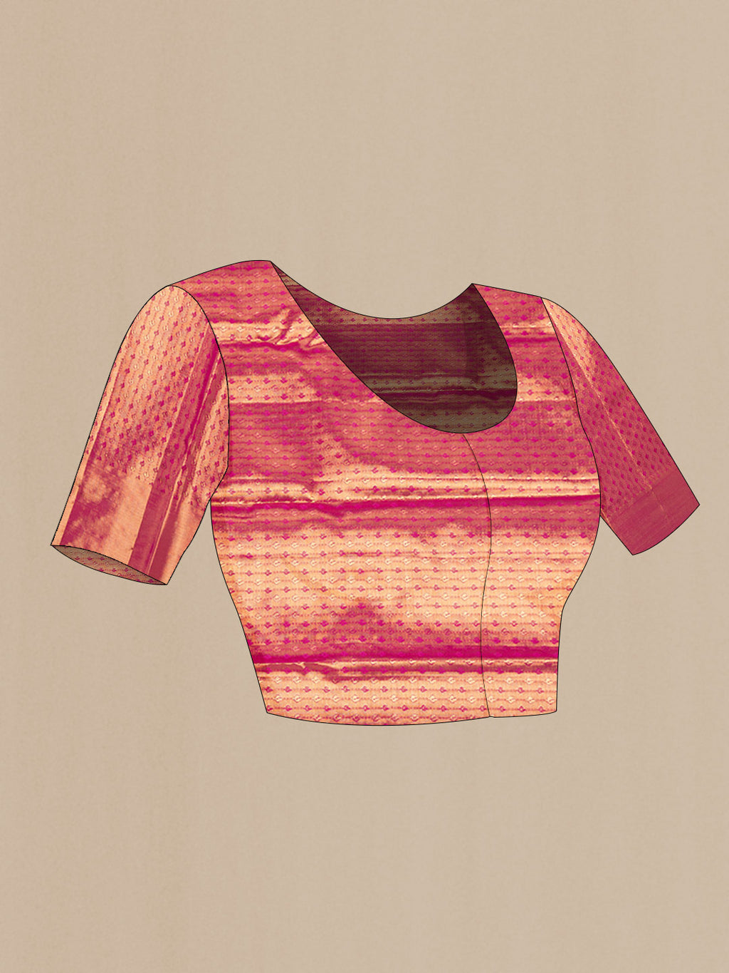 Close up image of the blouse of Pista Green Dual Tone Kanchipuram Saree with Zari Brocade on the body and Zari Border