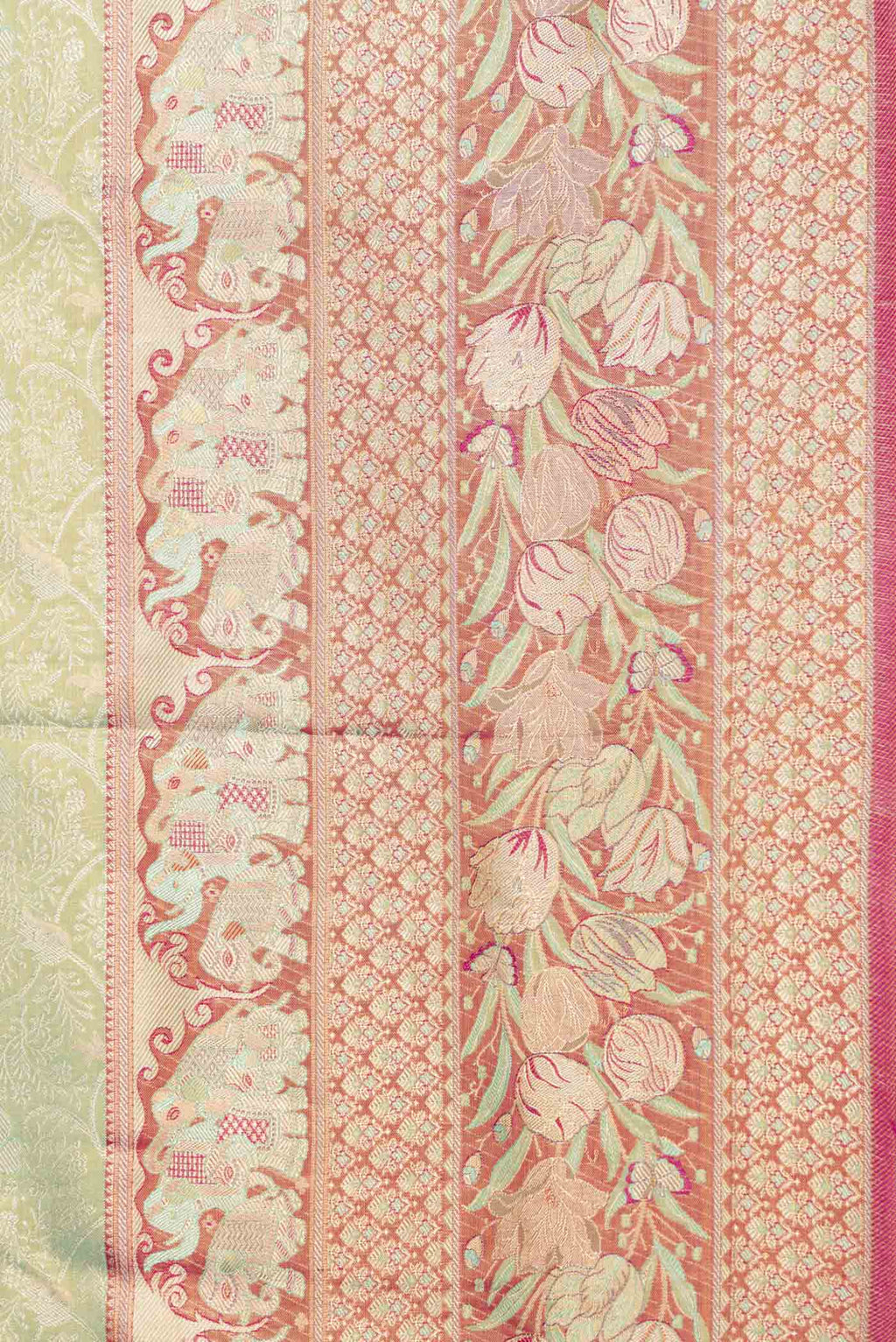 Border image of Pista Green Dual Tone Kanchipuram Saree with Zari Brocade on the body and Zari Border