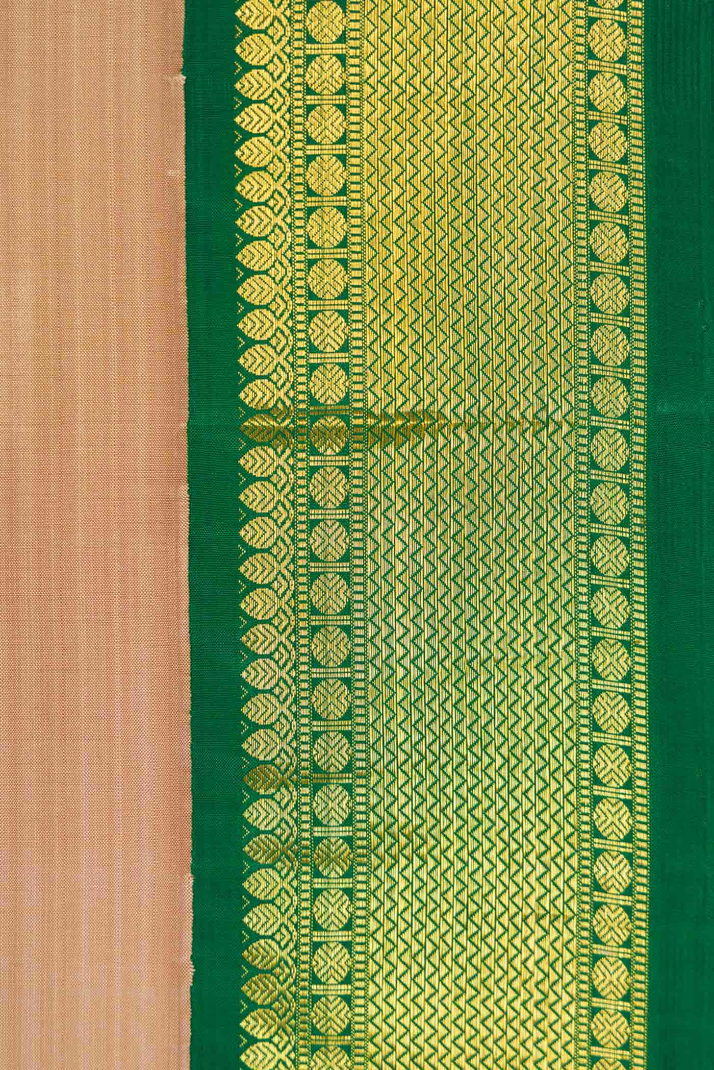Border image of Dark Beige Dual Tone Kanchipuram Silk Saree with Plain Body and Zari Border