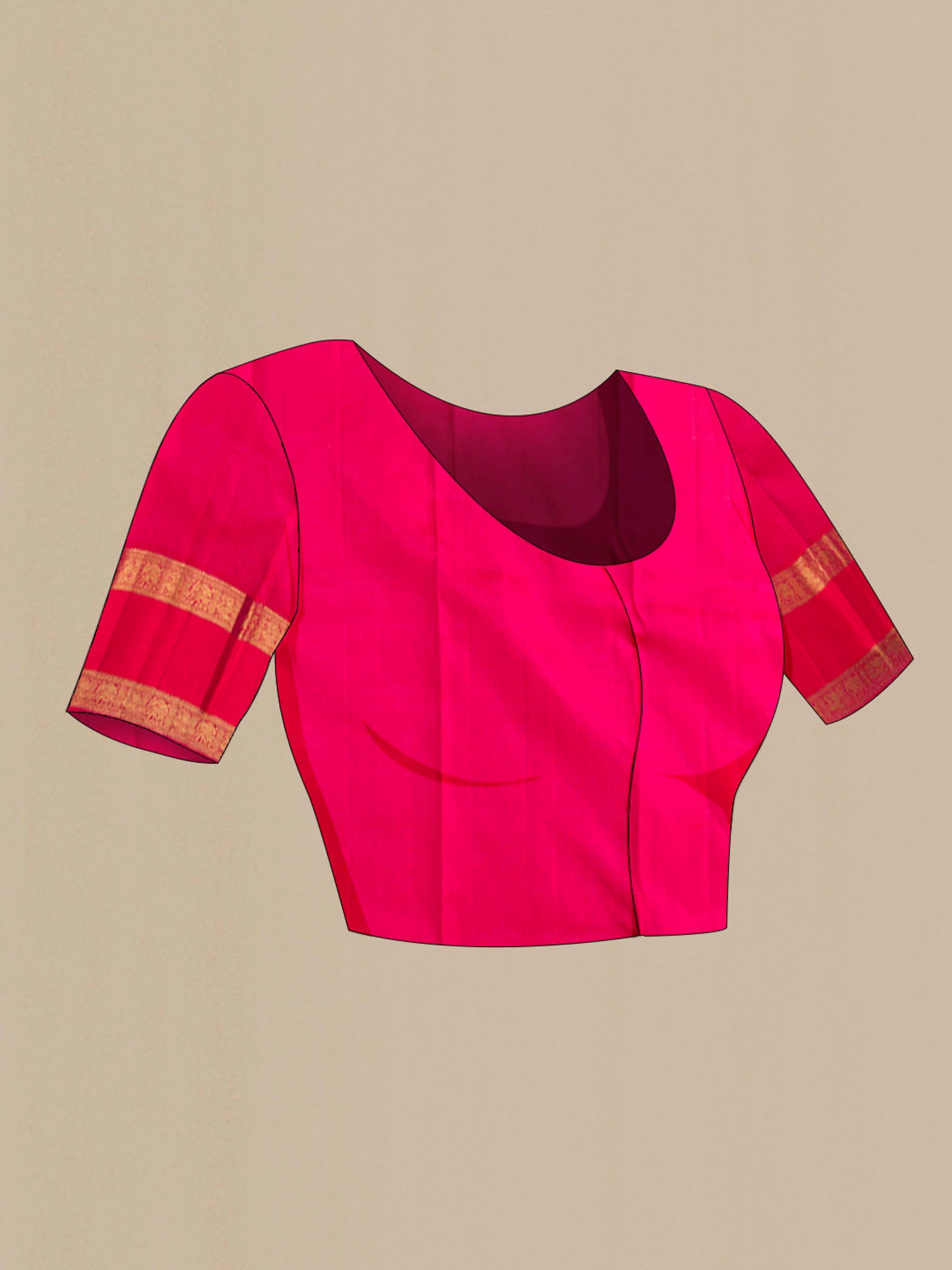 Close up image of the blouse of Green Kanchipuram Silk Saree with Zari Butta on the body and Zari Border