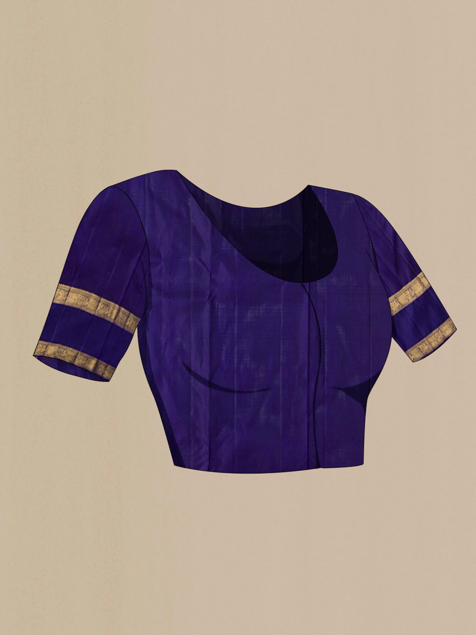 Close up image of the blouse of Pink Kanchipuram Silk Saree with Zari Butta on the body and Zari Border