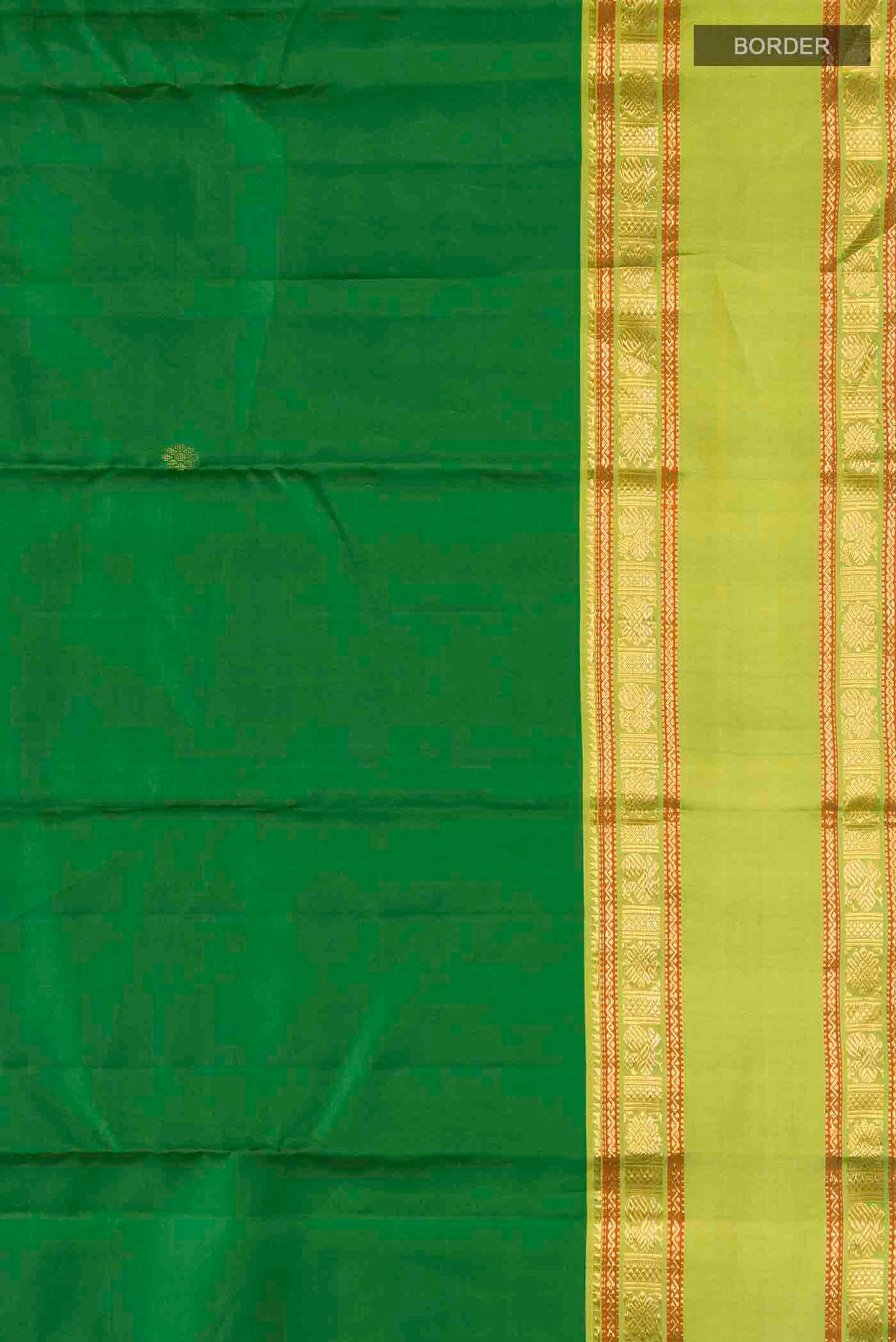 Border image of Green Kanchipuram Silk Saree with Zari Butta on the body and Zari Border