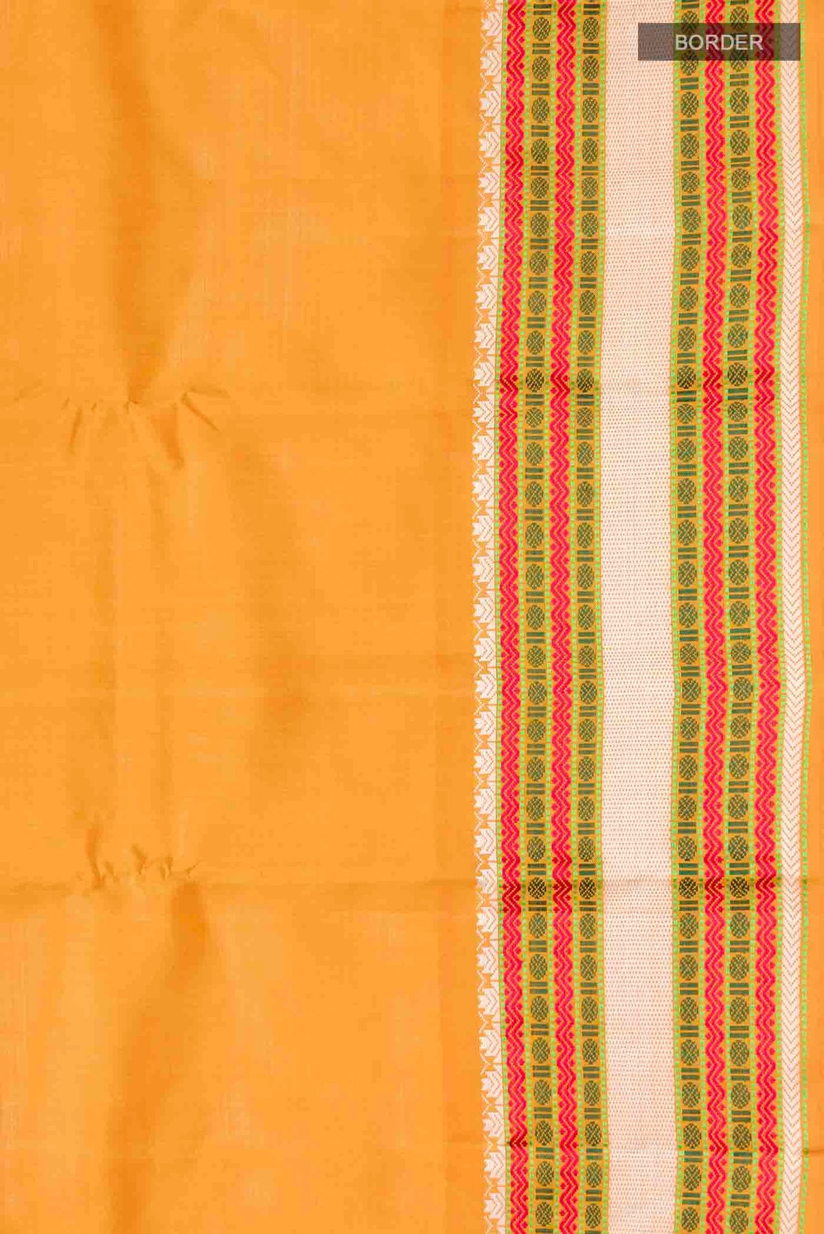 Border image of Mustard Kanchipuram Silk Saree with Plain Body and Thread Border