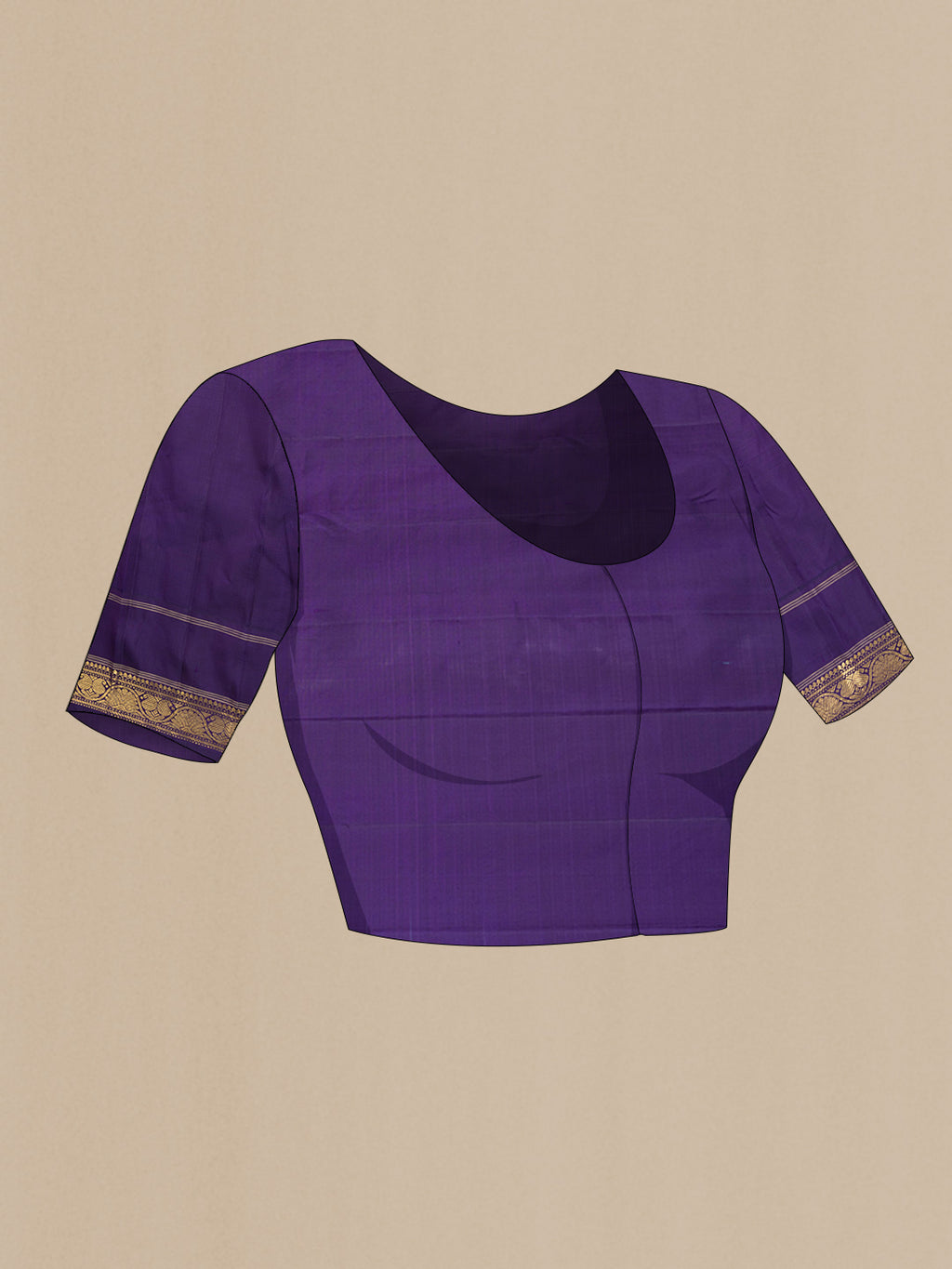 Close up image of the blouse of Sky Blue Dual Tone Kanchipuram Silk Saree with Zari Butta on the body and Zari Border