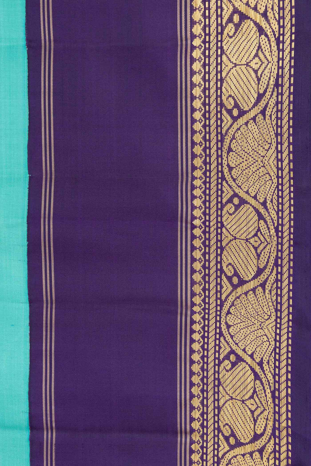 Border image of Sky Blue Dual Tone Kanchipuram Silk Saree with Zari Butta on the body and Zari Border
