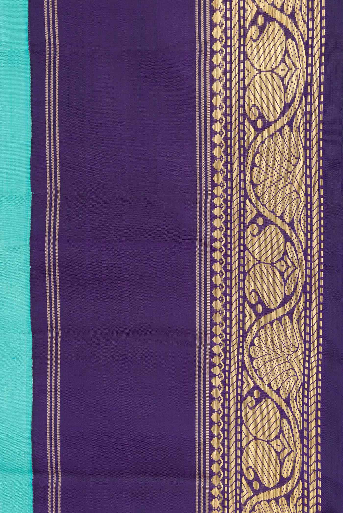 Border image of Sky Blue Dual Tone Kanchipuram Silk Saree with Zari Butta on the body and Zari Border