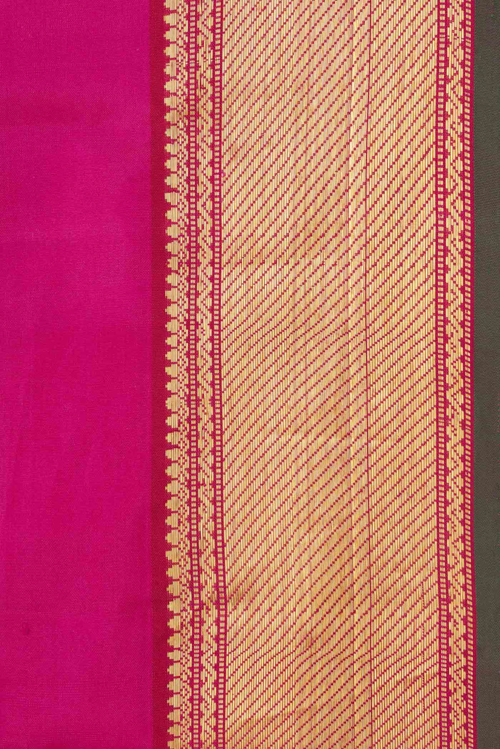 Border image of Pink Dual Tone Kanchipuram Silk Saree with Plain Body and Zari Border. 