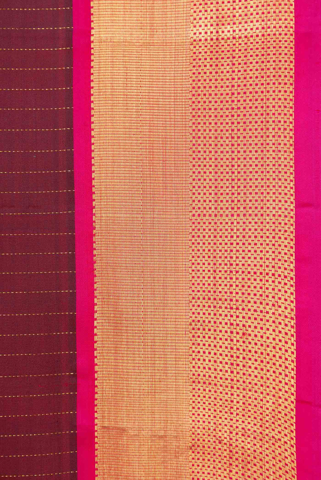 Border image of Maroon Dual Tone Kanchipuram Silk Saree with Stripes on the body and Zari Border