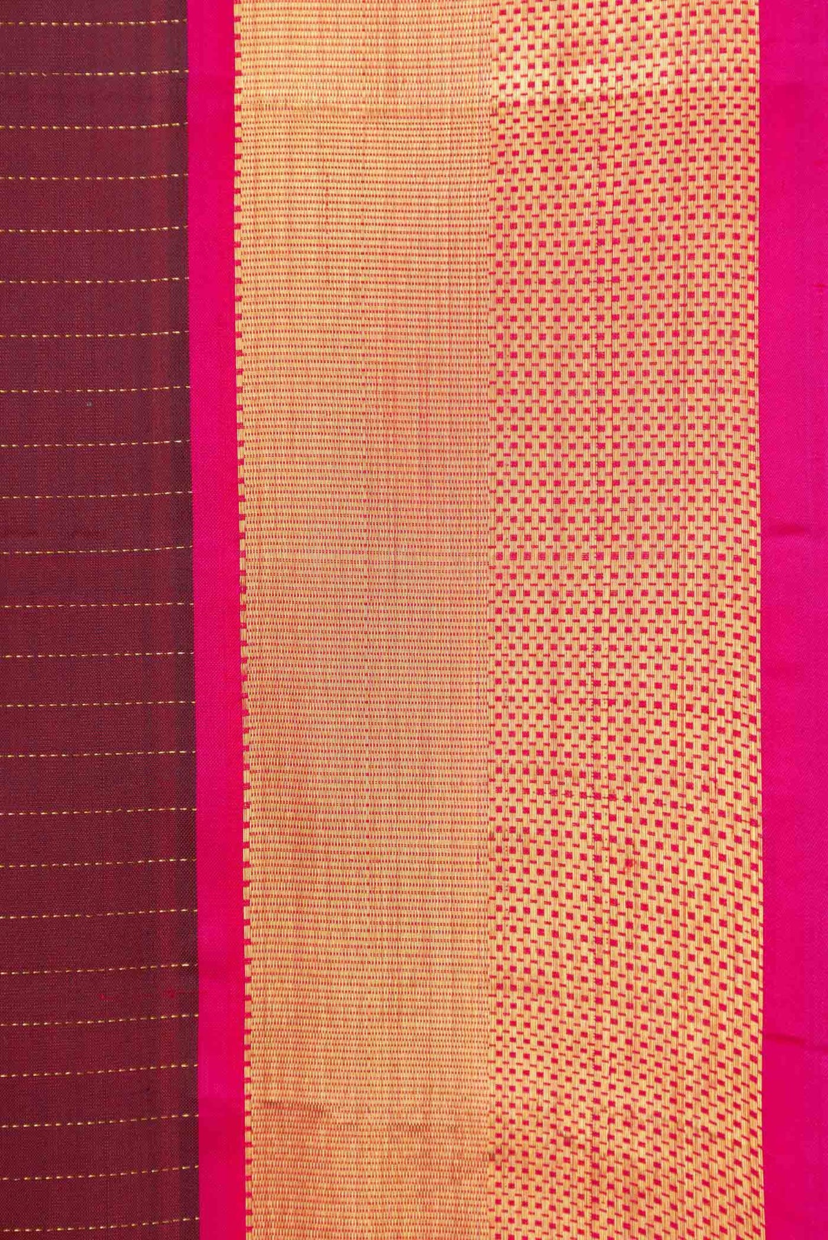 Border image of Maroon Dual Tone Kanchipuram Silk Saree with Stripes on the body and Zari Border
