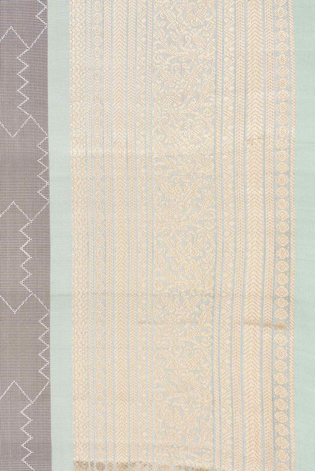 Border image of Grey Kanchipuram Silk Saree with Jacquard design on the body and Zari Border