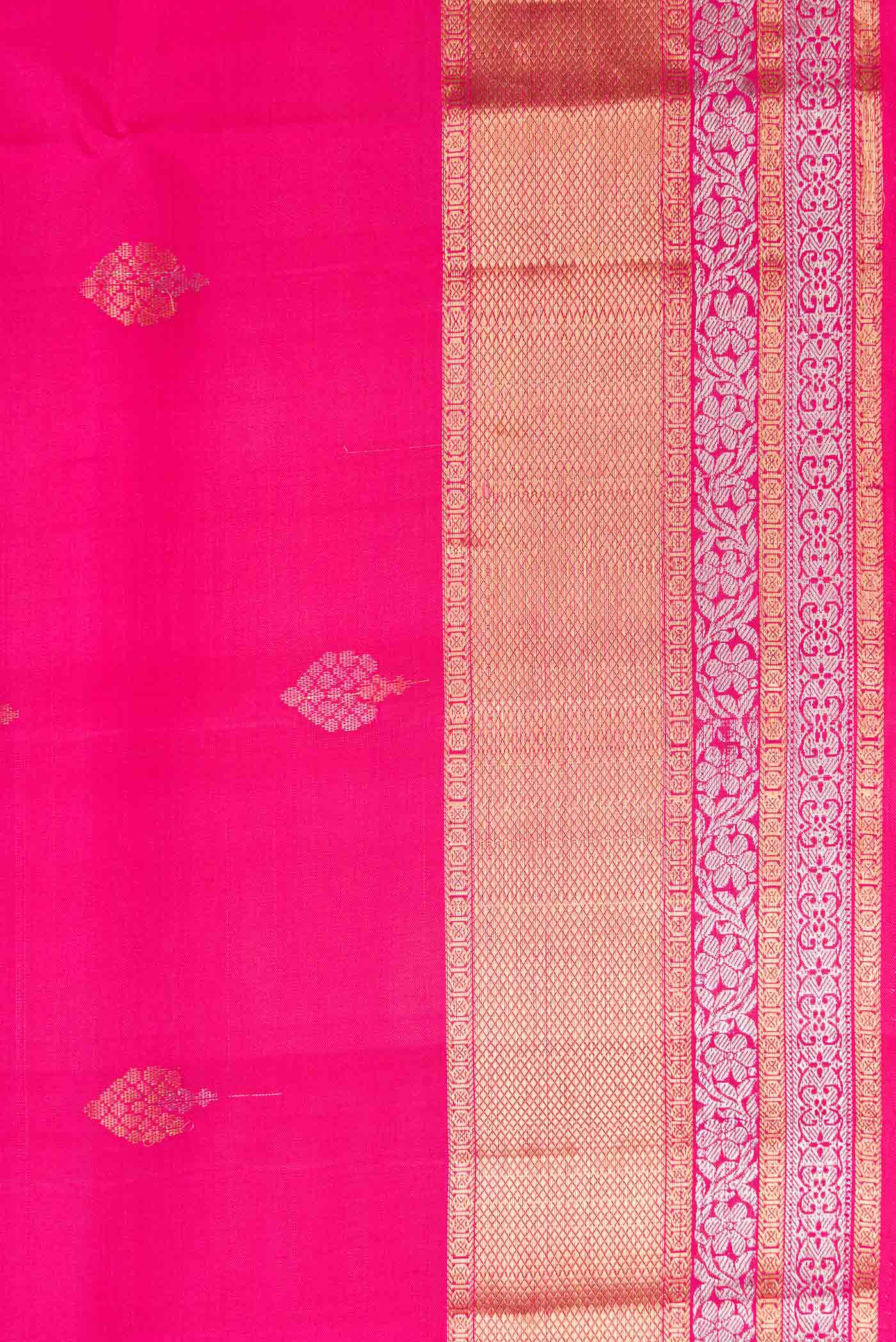 Border image of Pink Dual Tone Soft Silk Saree with Zari Butta on the body and Zari Border. 