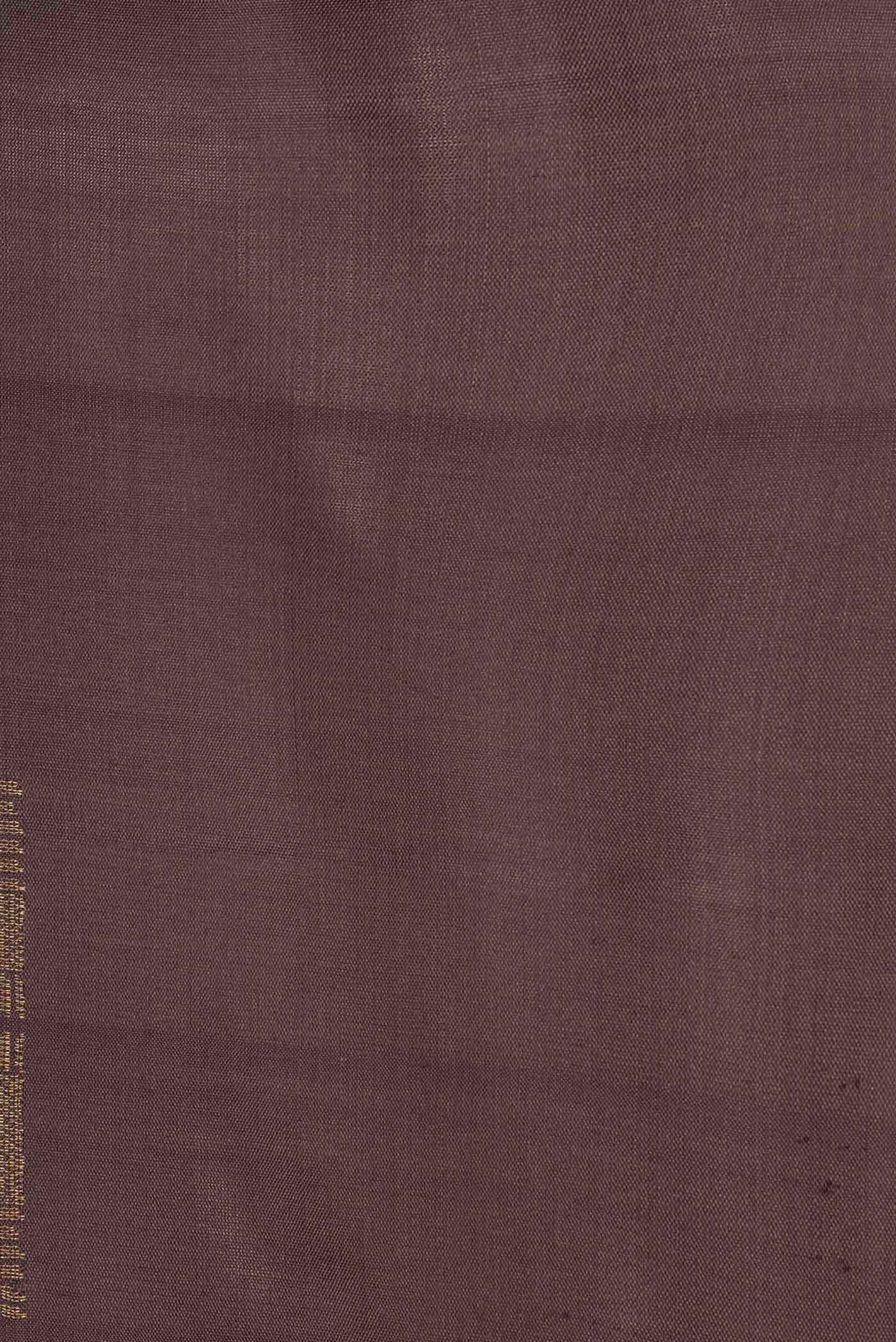 Border image of Brown Dual Tone Soft Silk Saree with Zari Butta on the body and Without Border. 