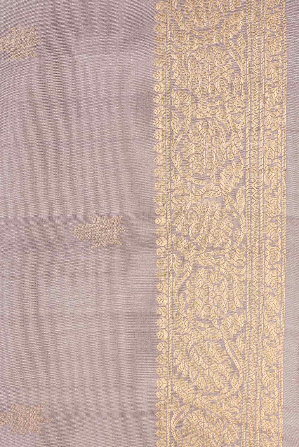 Border image of Dark Beige Dual Tone Soft Silk Saree with Zari Butta on the body and Zari Border. 