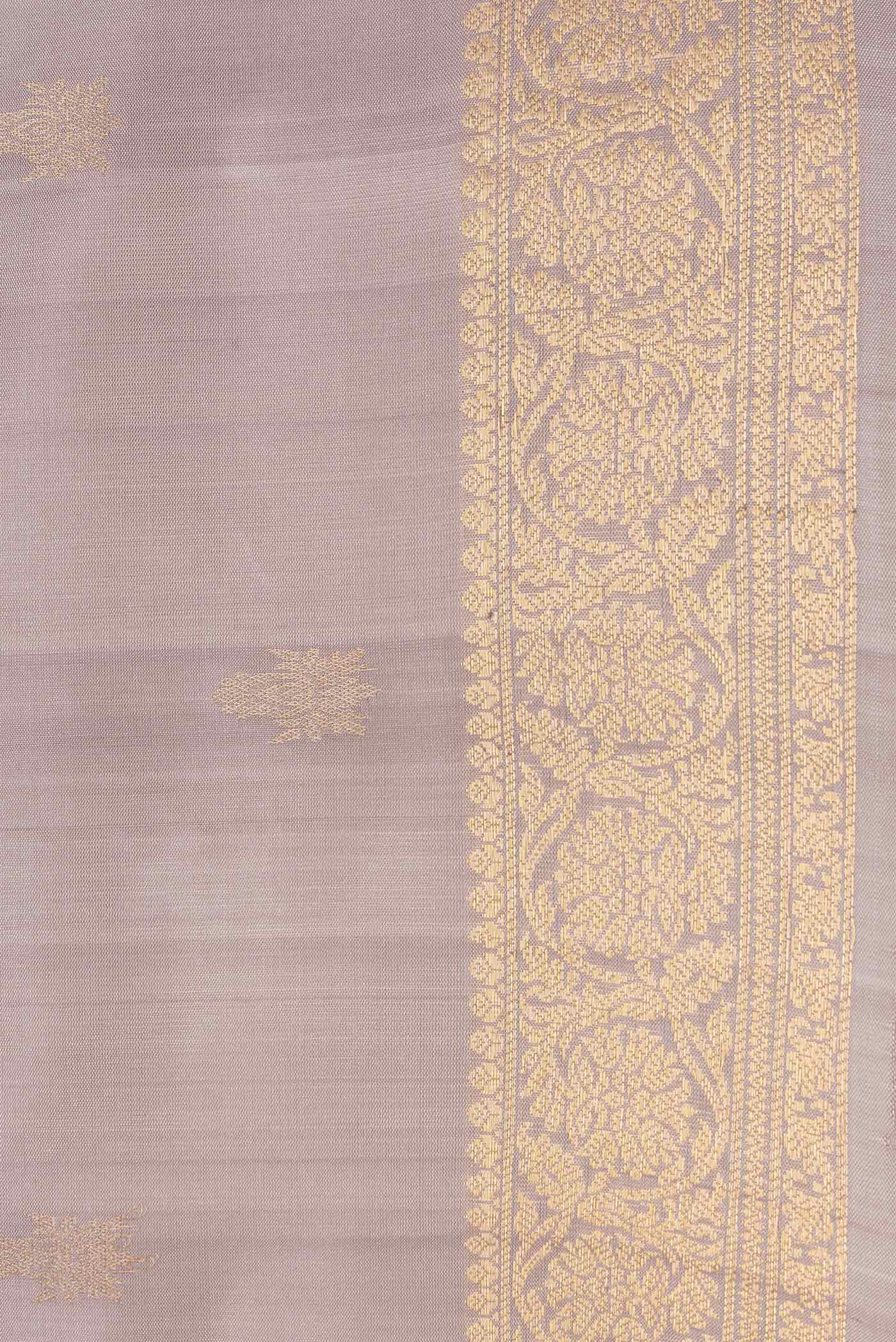 Border image of Dark Beige Dual Tone Soft Silk Saree with Zari Butta on the body and Zari Border. 