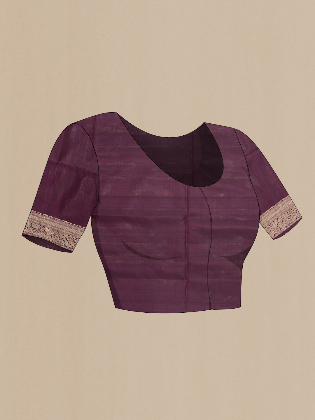 Close up image of the blouse of Mehandi Green Dual Tone Soft Silk Saree with Zari Butta on the body and Zari Border. 