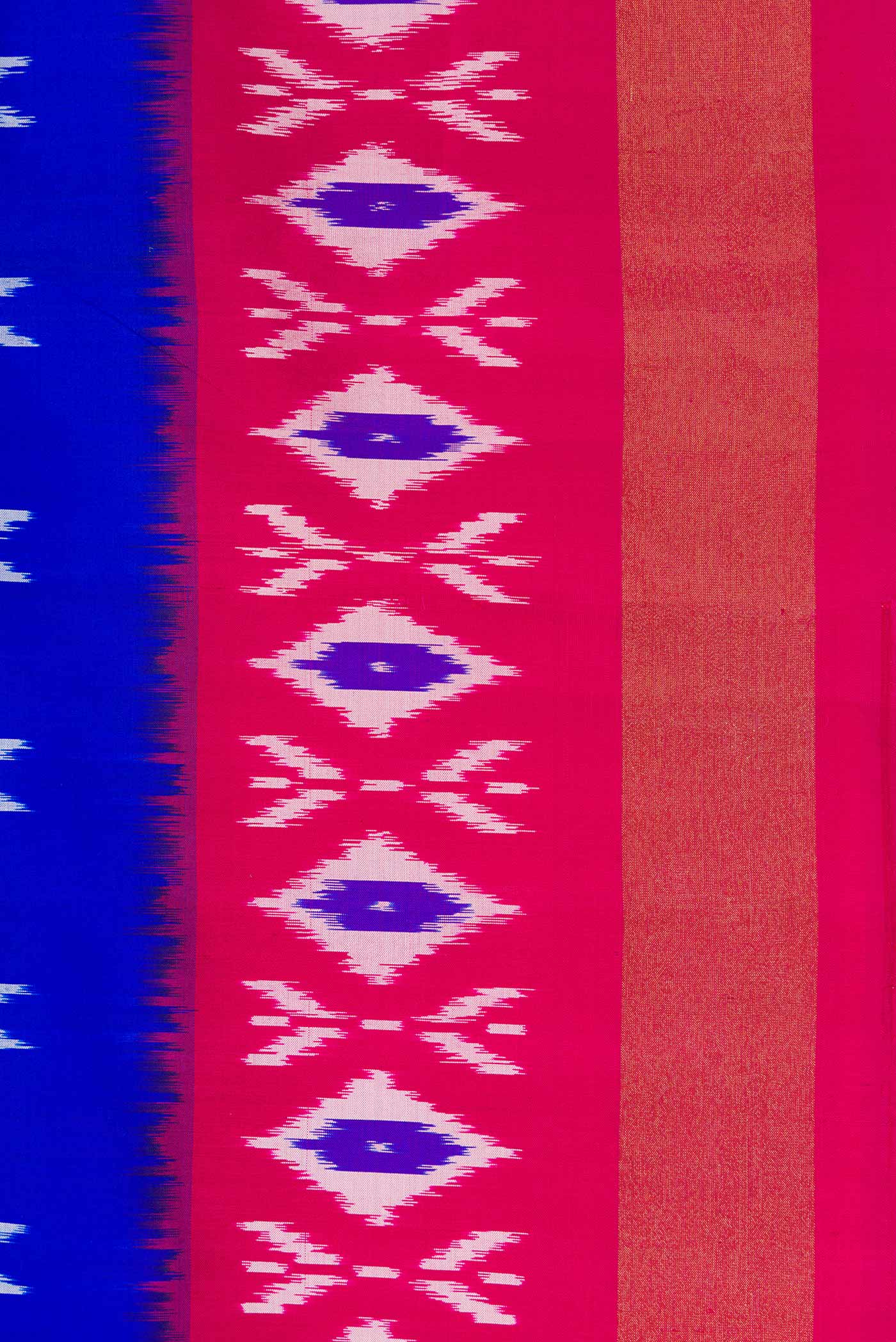 Border image of Royal Blue Dual Tone Double Ikat Saree with Ikat Print on the body and Ikat Border. 