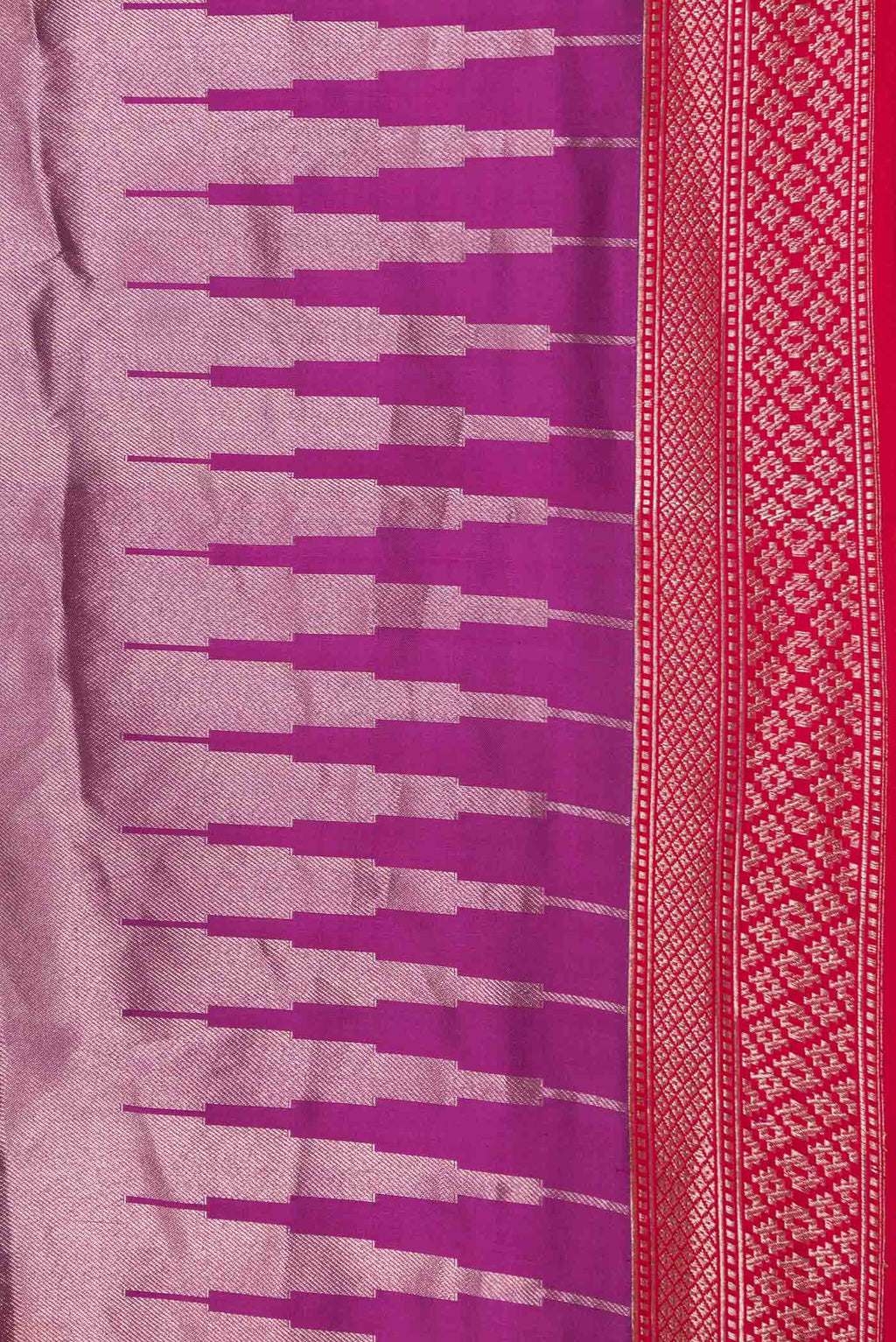 Border image of Violet Banarasi Silk Saree with Zari Brocade on the body and Zari Border