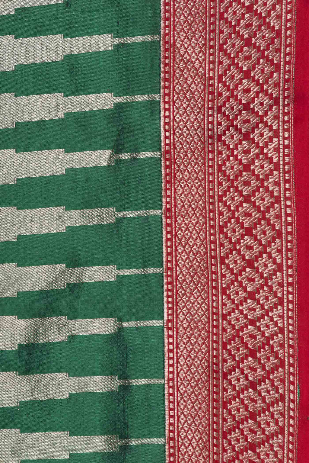Border image of Green Dual Tone Banarasi Saree with Zari Brocade on the body and Zari Border