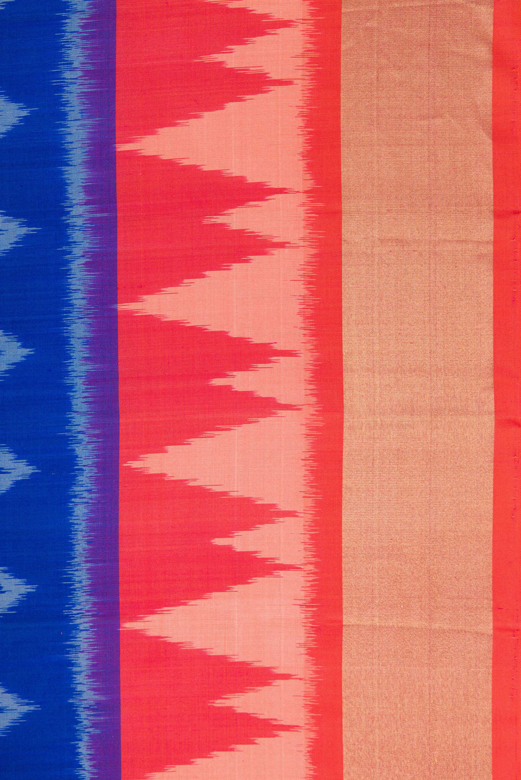Border image of Royal Blue Dual Tone Soft Silk Saree with Ikat Print on the body and Ikat Border. 