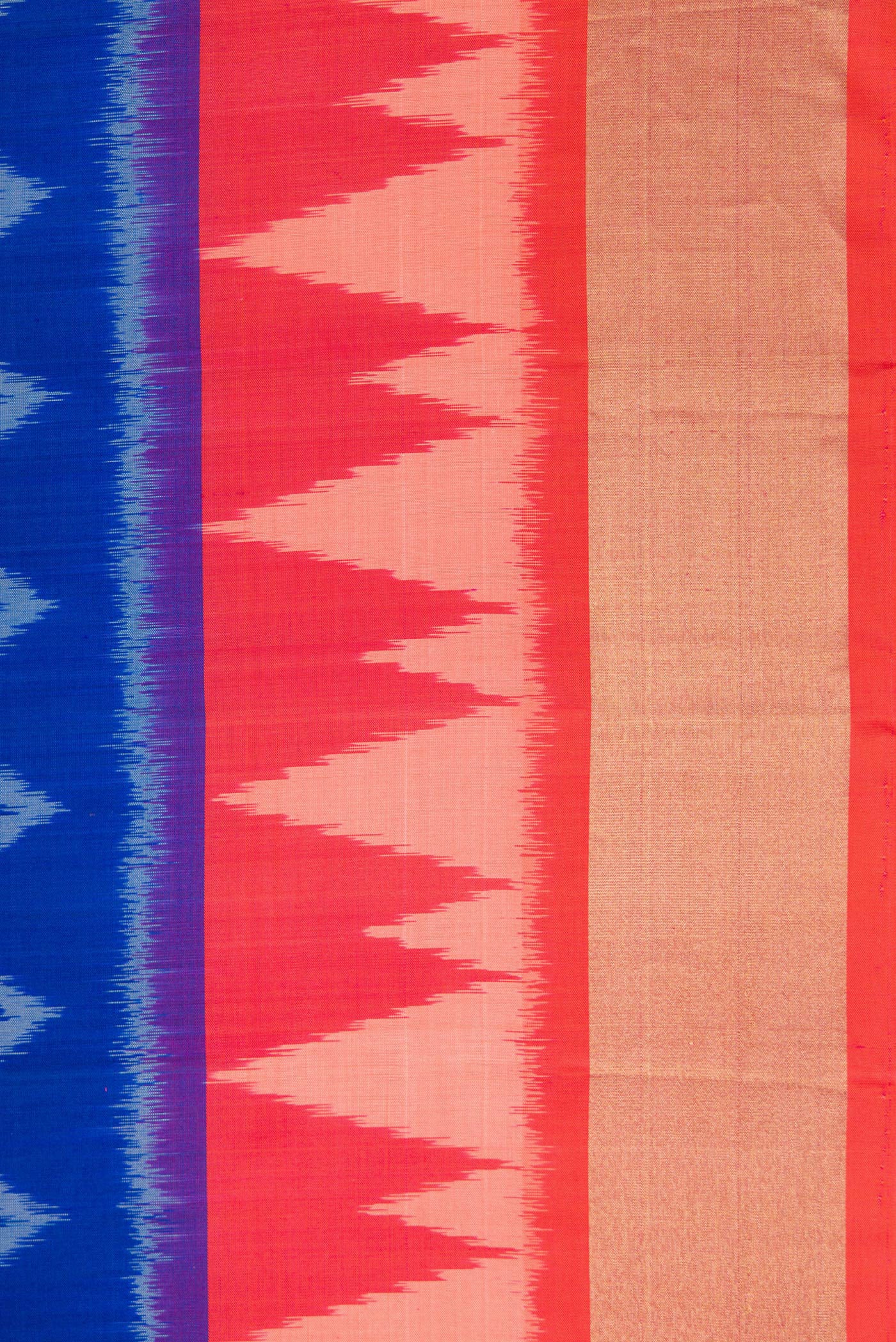 Border image of Royal Blue Dual Tone Soft Silk Saree with Ikat Print on the body and Ikat Border. 