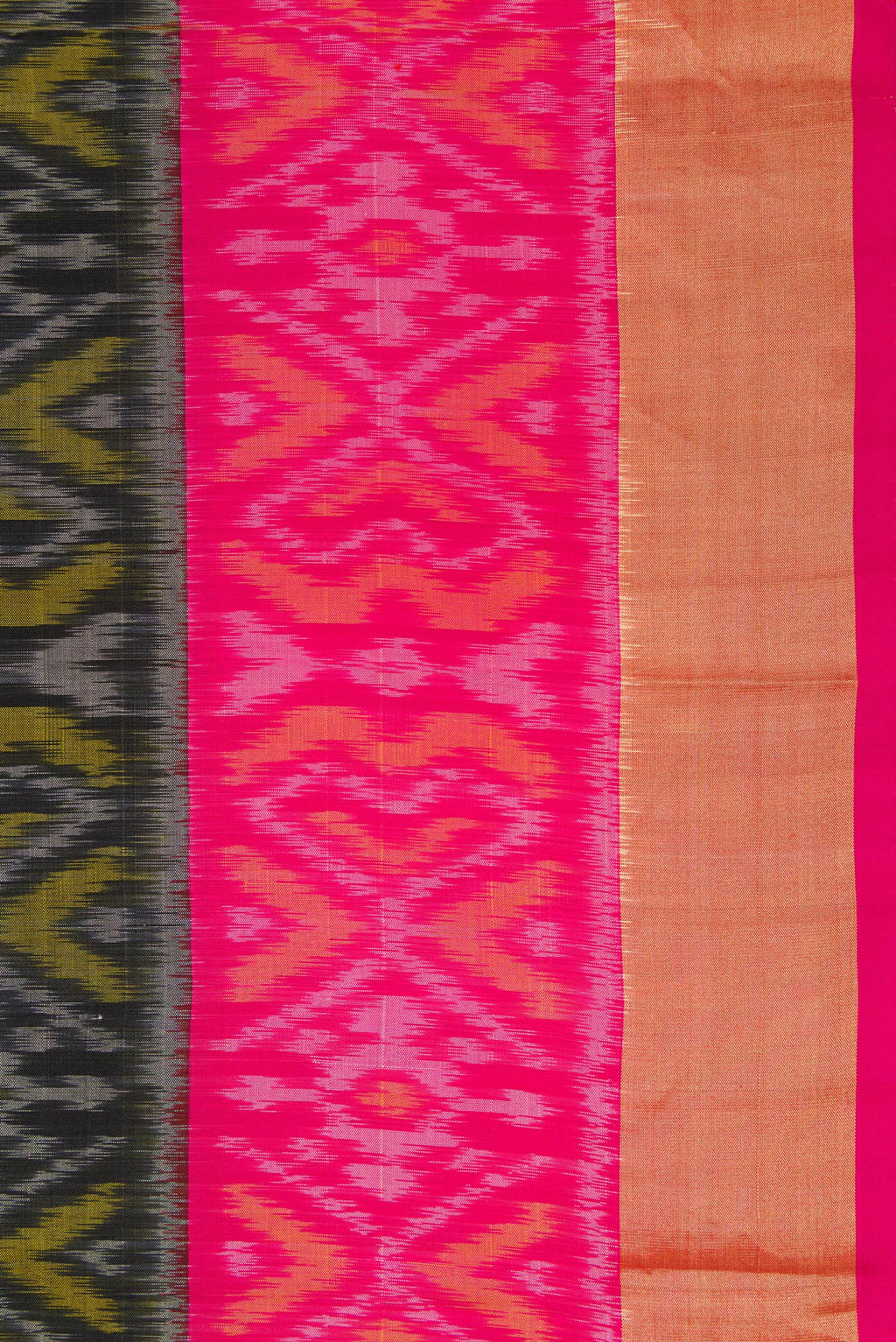 Border image of Sandal Dual Tone Soft Silk Saree with Ikat Print on the body and Ikat Border. 