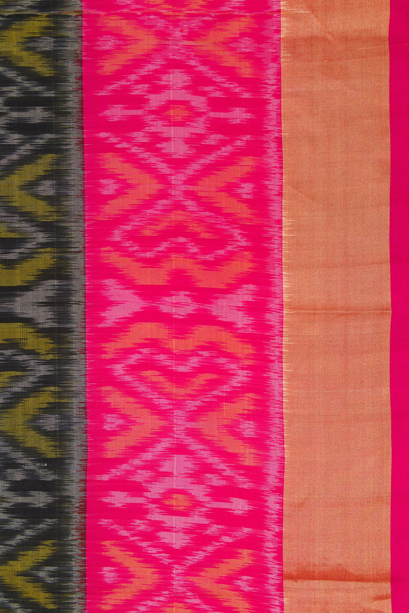 Border image of Sandal Dual Tone Soft Silk Saree with Ikat Print on the body and Ikat Border. 