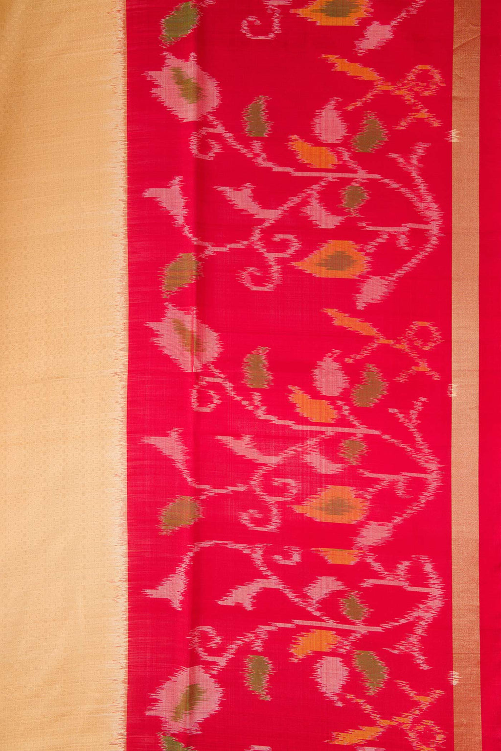 Border image of Sandal Dual Tone Soft Silk Saree with Zari Brocade on the body and Ikat Border. 