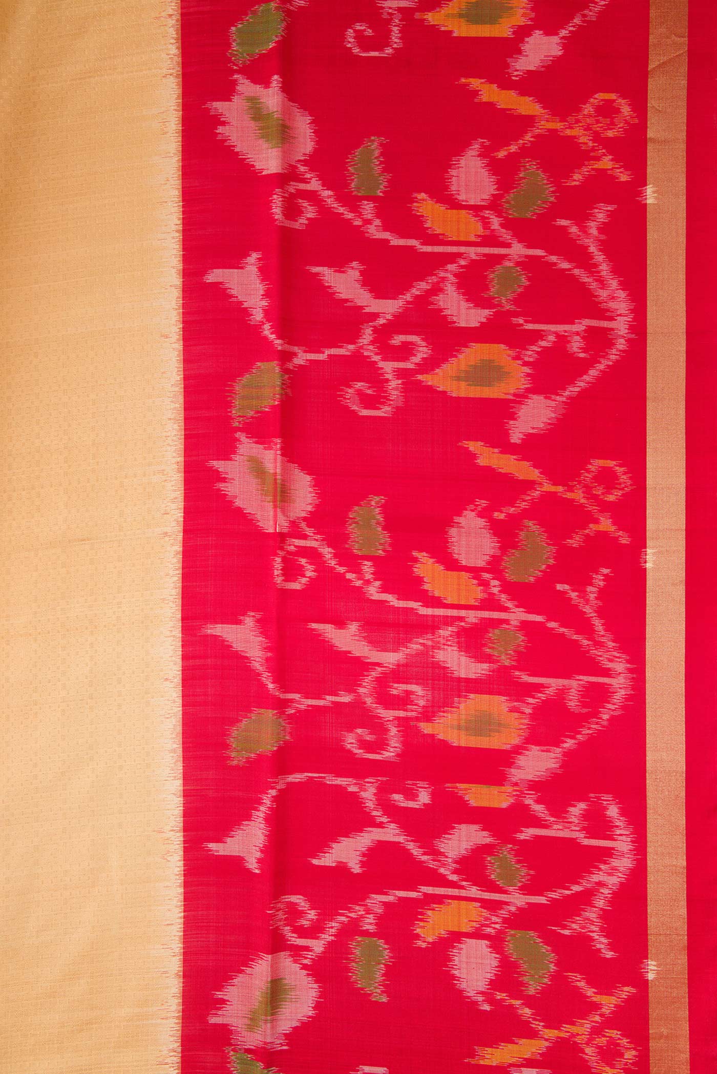 Border image of Sandal Dual Tone Soft Silk Saree with Zari Brocade on the body and Ikat Border. 