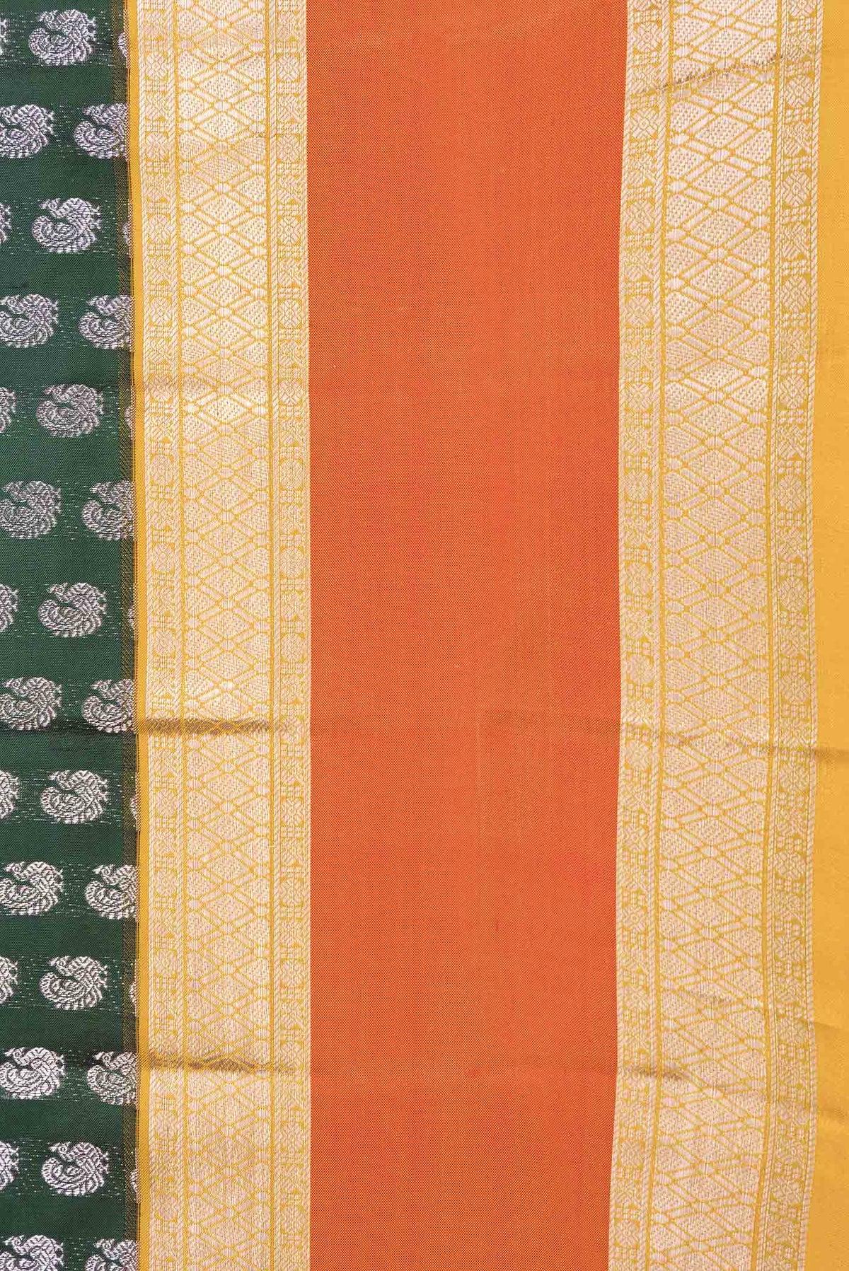 Border image of Green Dual Tone Kanchipuram Saree with Zari Brocade on the body and Zari Border
