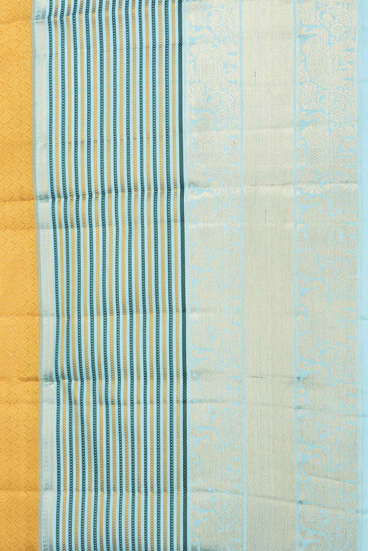 Border image of Yellow Dual Tone Kanchipuram Saree with Zari Brocade on the body and Zari And Thread Border