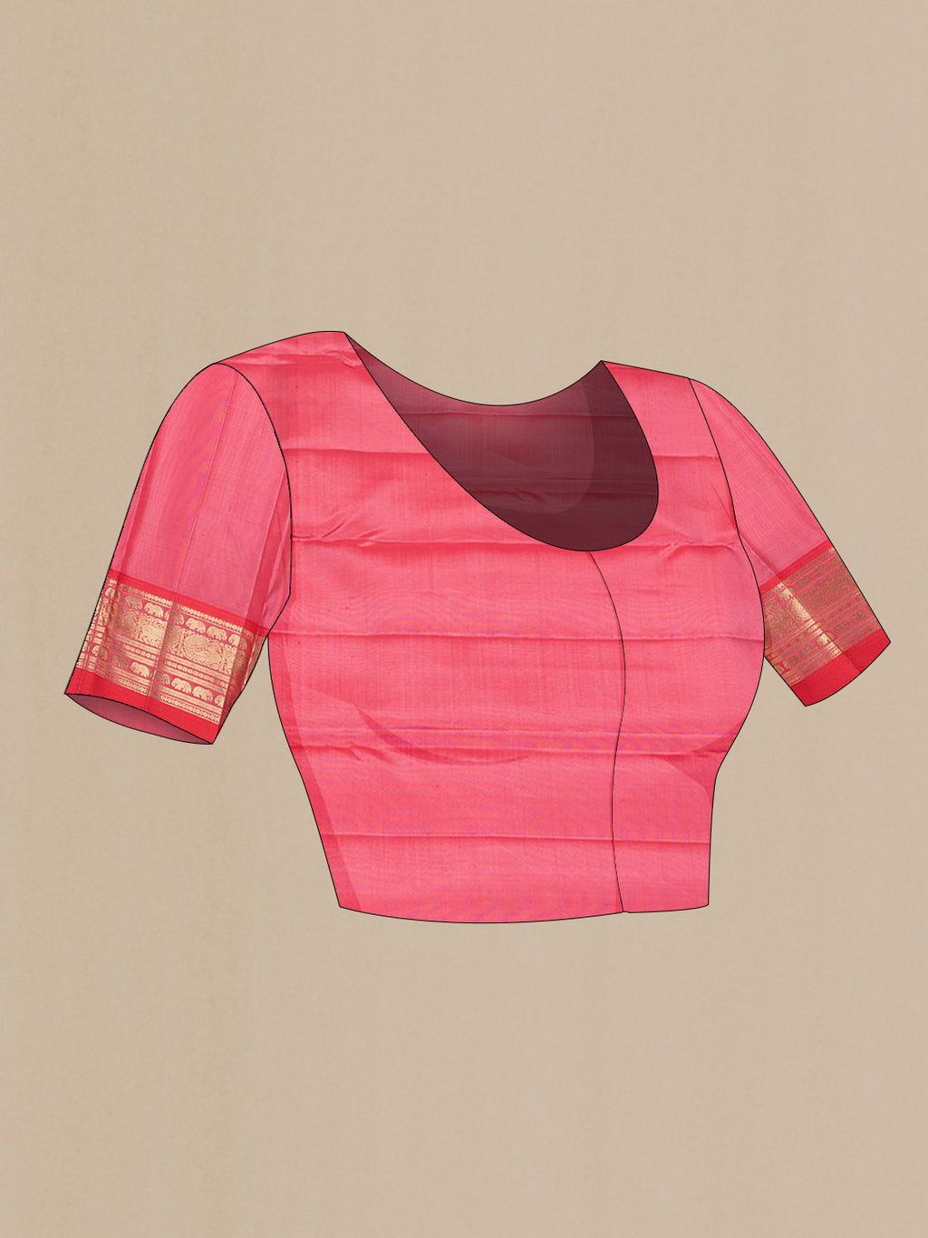Close up image of the blouse of Pista Green Dual Tone Kanchipuram Saree with Zari Brocade on the body and Zari Border