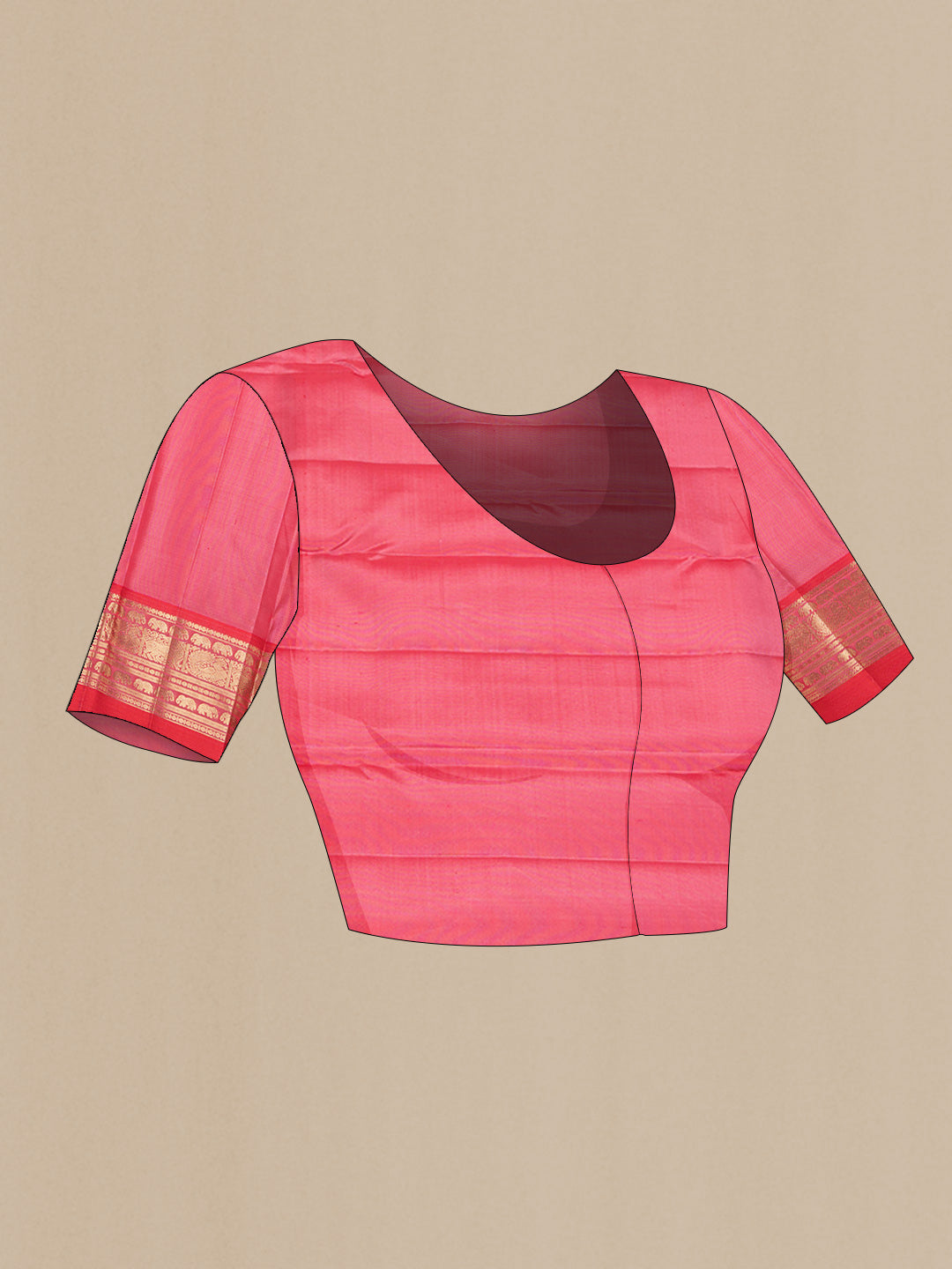 Close up image of the blouse of Pista Green Dual Tone Kanchipuram Saree with Zari Brocade on the body and Zari Border