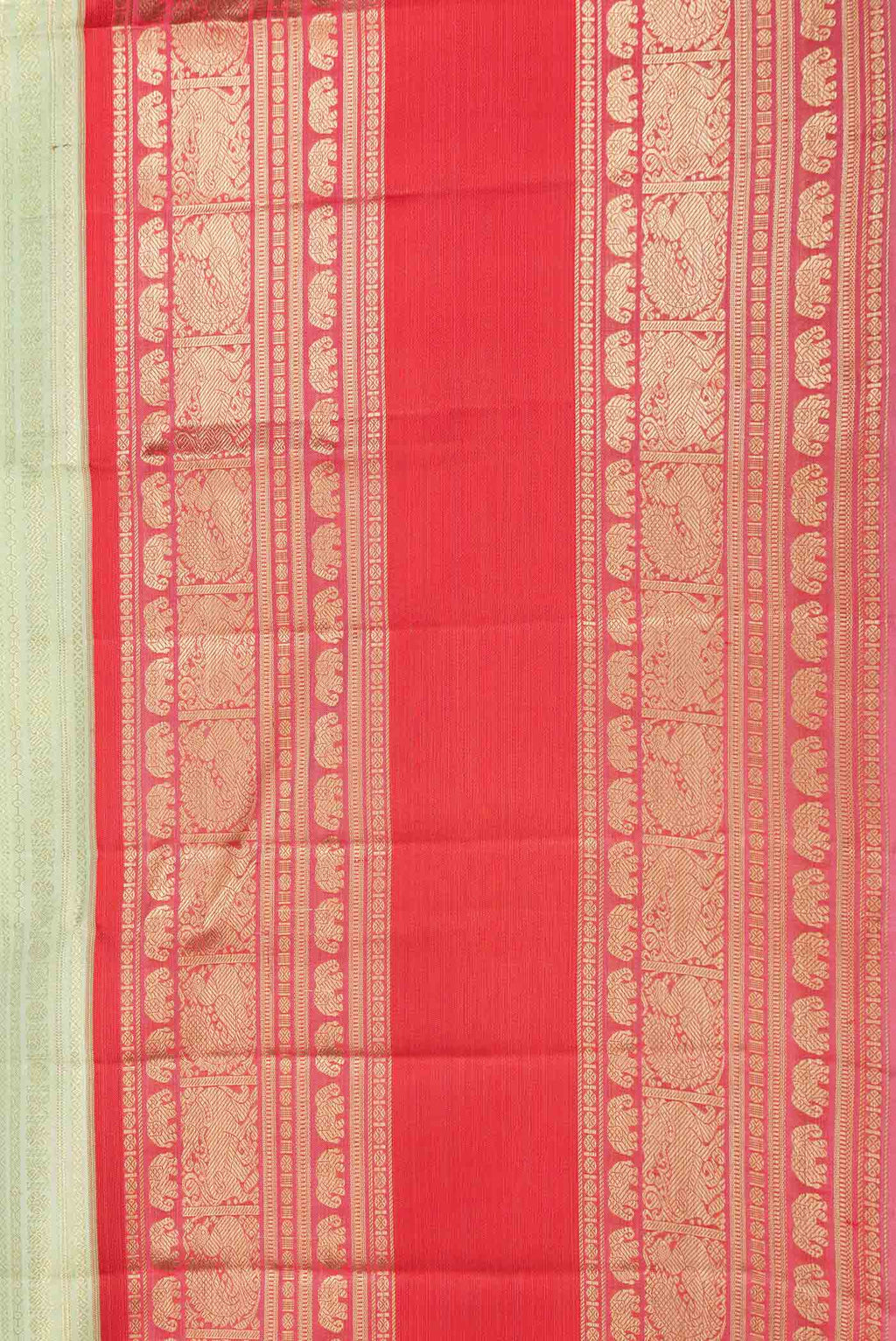 Border image of Pista Green Dual Tone Kanchipuram Saree with Zari Brocade on the body and Zari Border