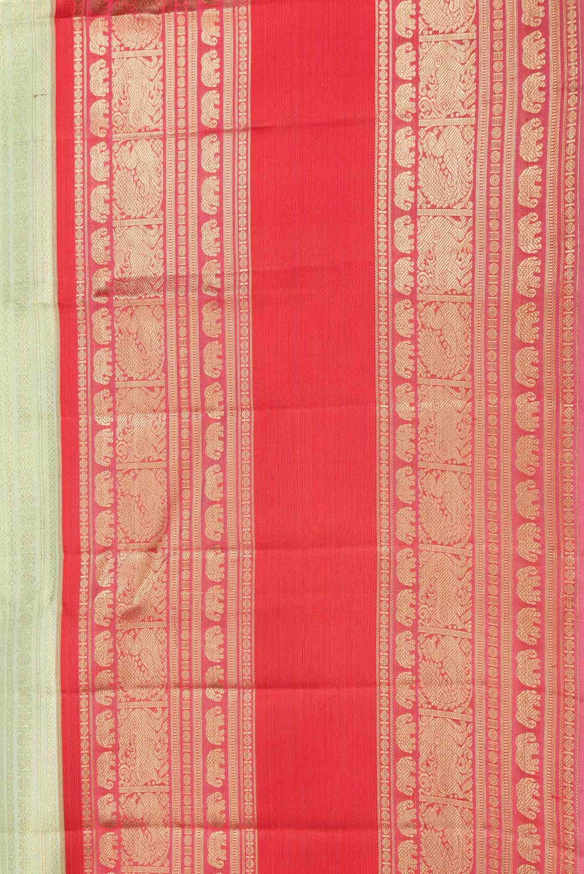 Border image of Pista Green Dual Tone Kanchipuram Saree with Zari Brocade on the body and Zari Border