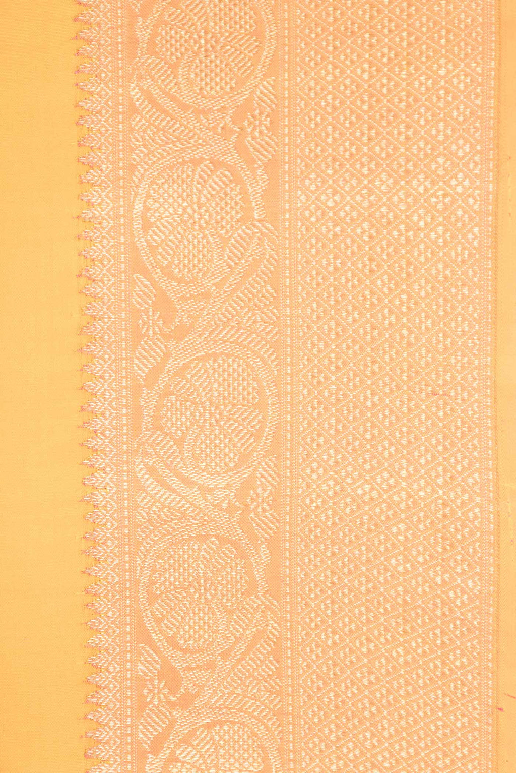 Border image of Pure Silk Pure Zari Mustard Dual Tone Kanchipuram Saree with Plain Body and Zari Border