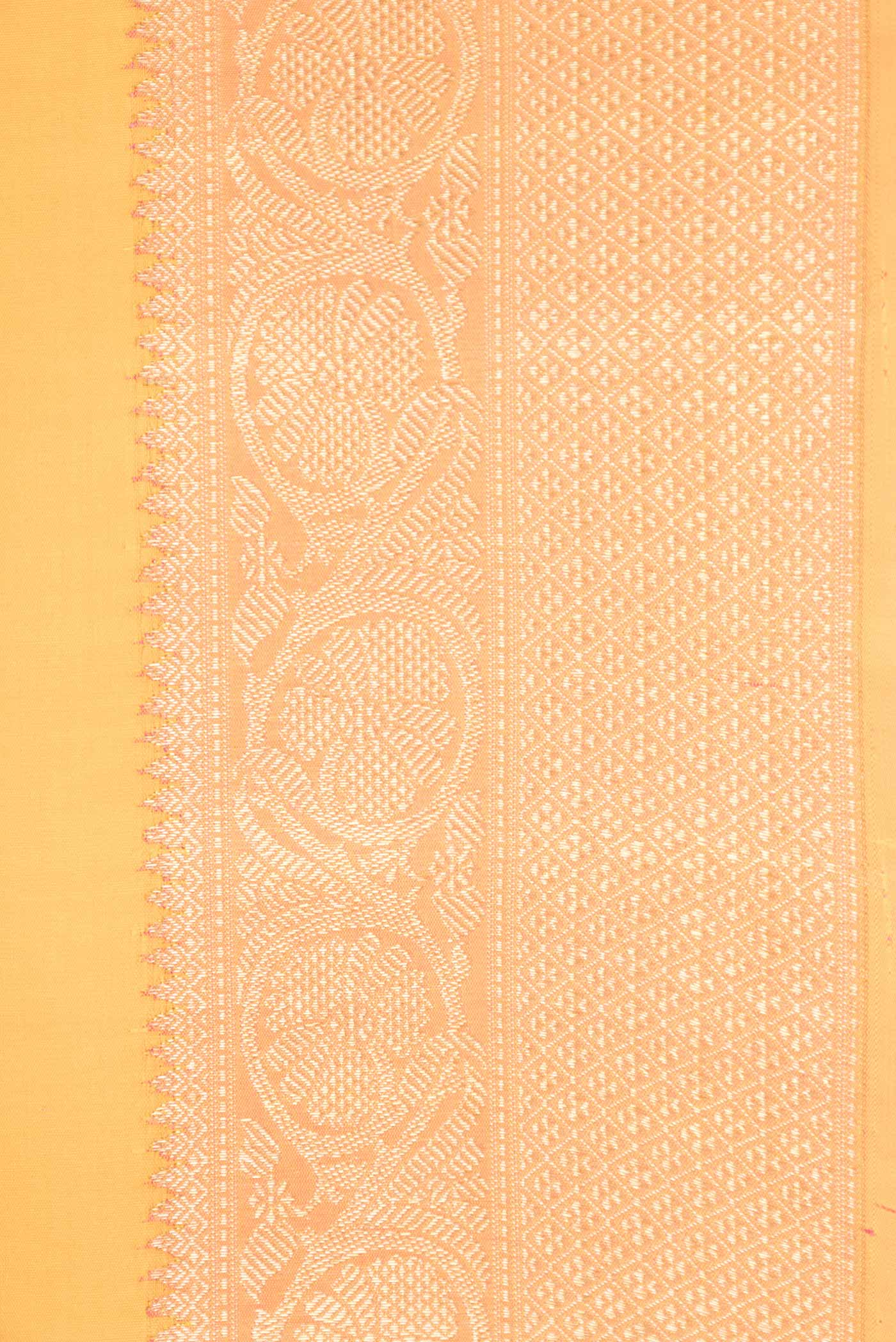 Border image of Pure Silk Pure Zari Mustard Dual Tone Kanchipuram Saree with Plain Body and Zari Border