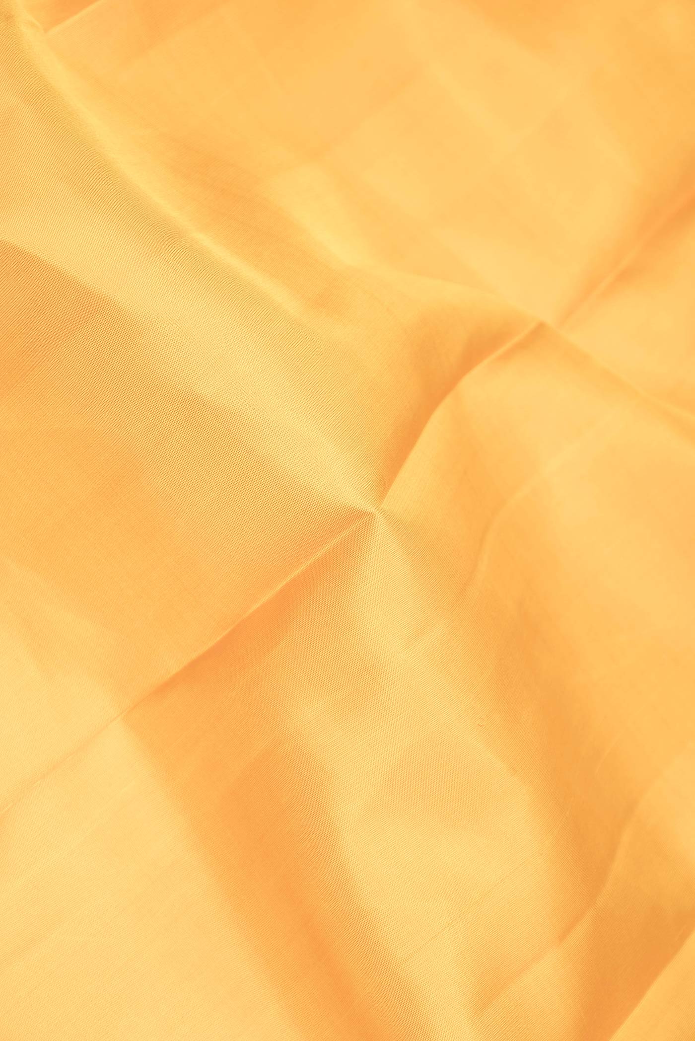 Close up of Pure Silk Pure Zari Mustard Dual Tone Kanchipuram Saree with Plain Body and Zari Border displaying folds