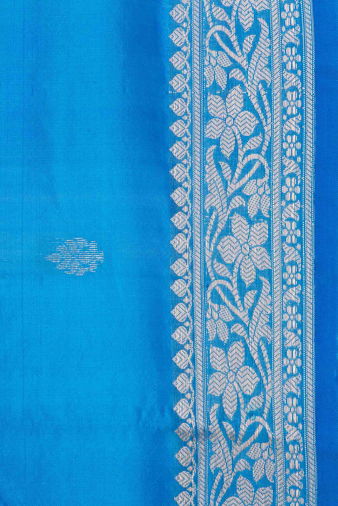 Border image of Sky Blue Dual Tone Banarasi Silk Saree with Zari Butta on the body and Zari Border. 
