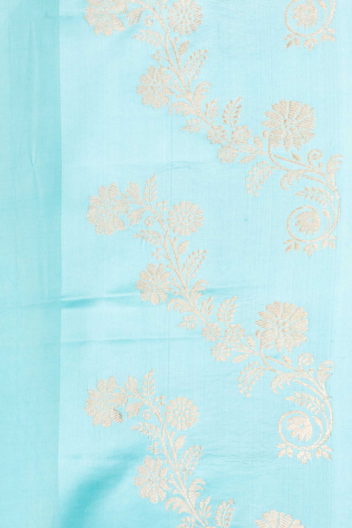 Border image of Sky Blue Dual Tone Banarasi Silk Saree with Zari Butta on the body and Fancy Border. 