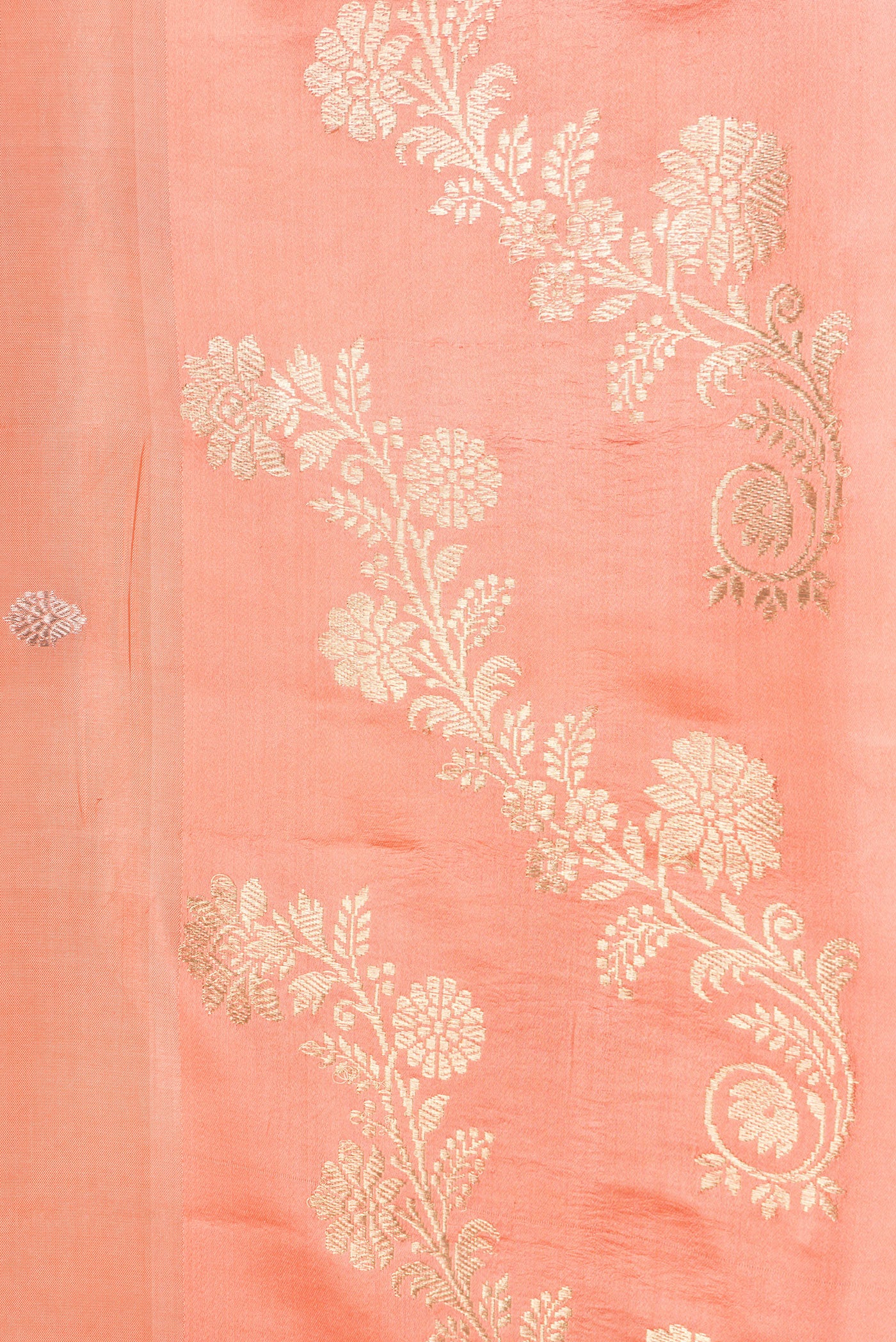 Border image of Peach Dual Tone Banarasi Silk Saree with Zari Butta on the body and Fancy Border. 